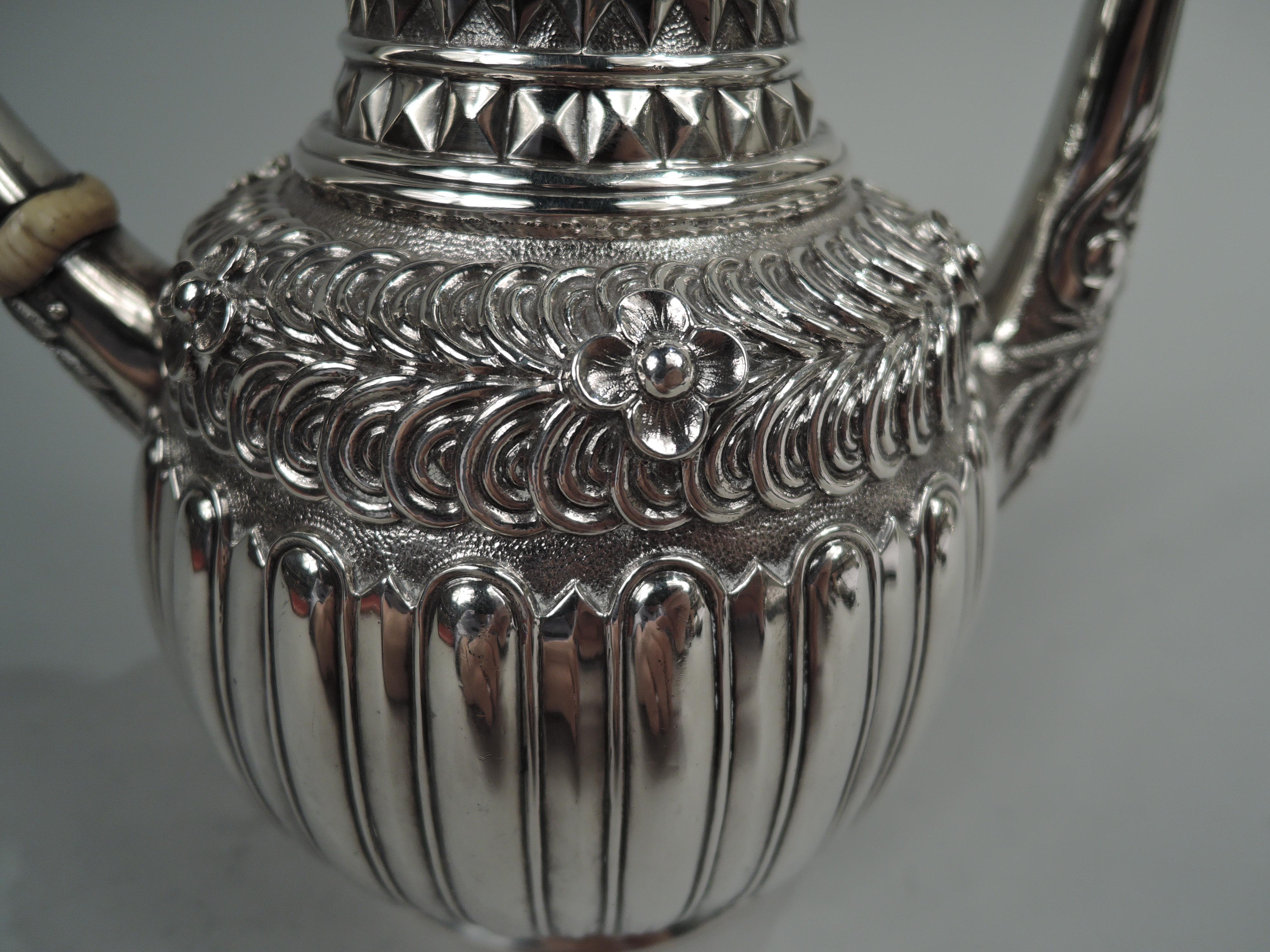 Antique Tiffany Aesthetic Exotic Sterling Silver Turkish Coffeepot For Sale 2