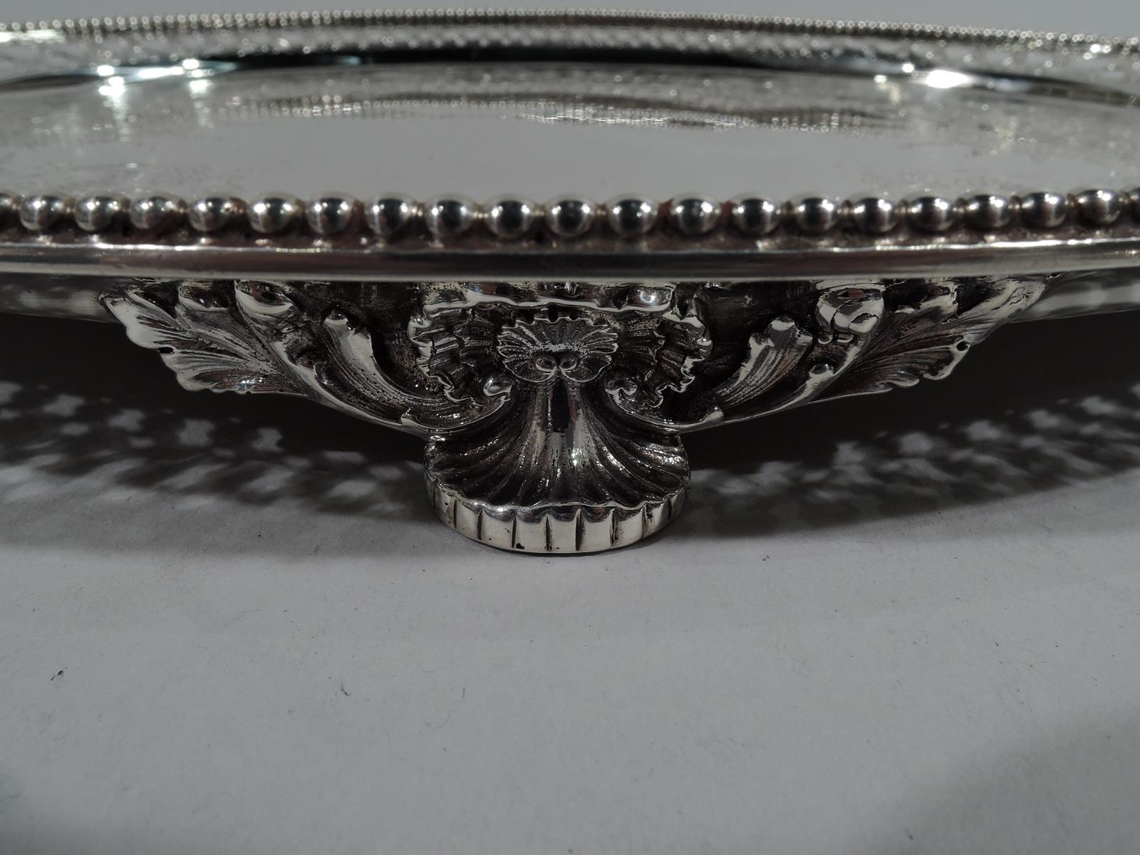 Antique Tiffany Aesthetic Sterling Silver Salver Tray In Excellent Condition In New York, NY