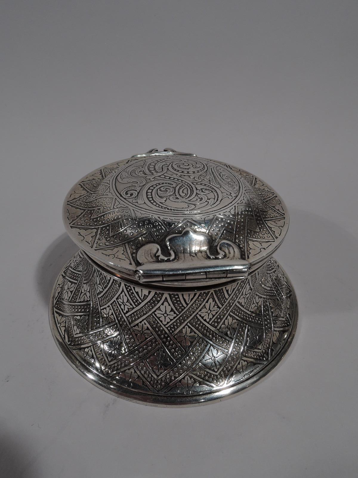Aesthetic Movement Antique Tiffany American Aesthetic Sterling Silver Inkwell
