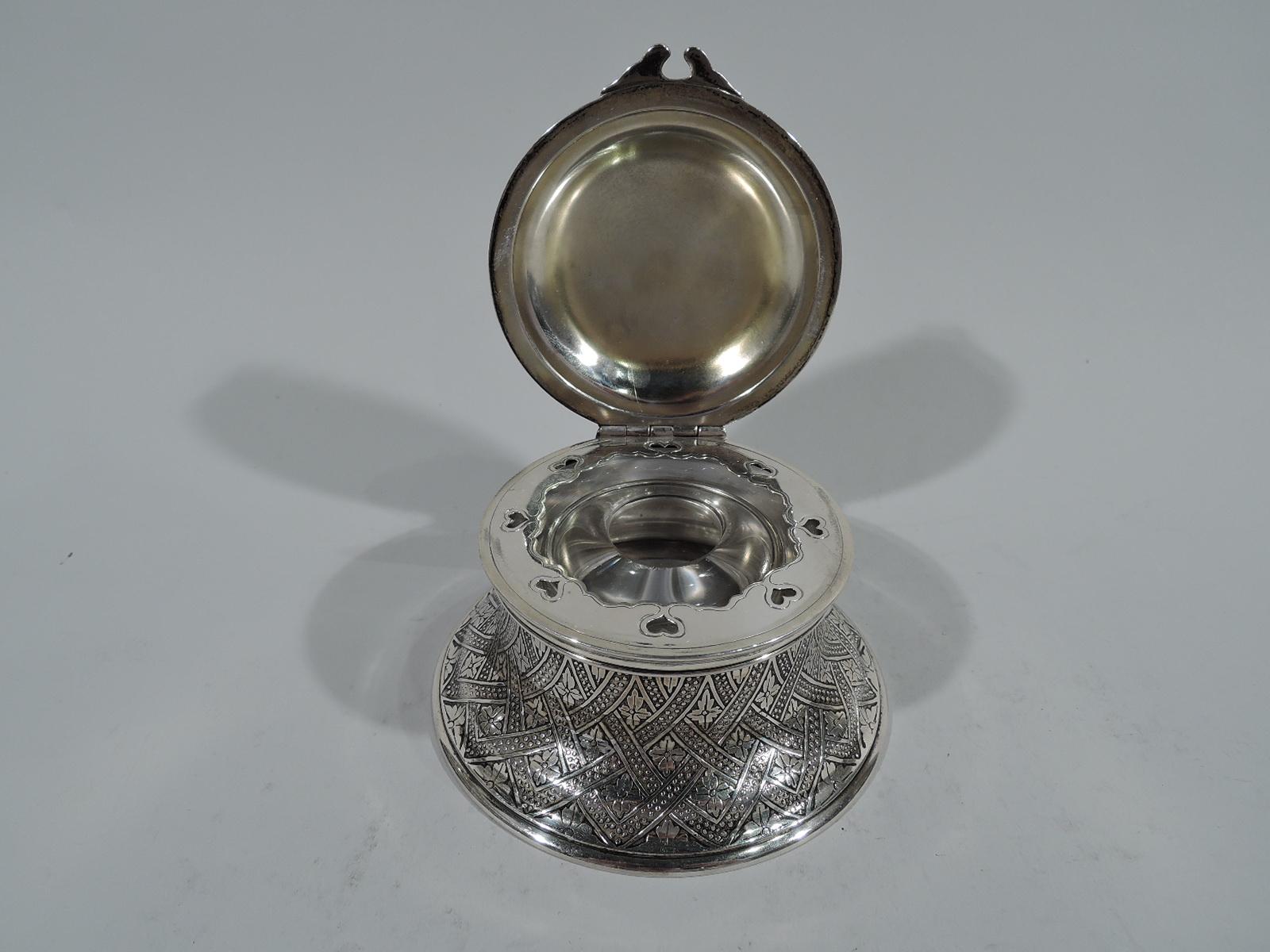 Early 20th Century Antique Tiffany American Aesthetic Sterling Silver Inkwell