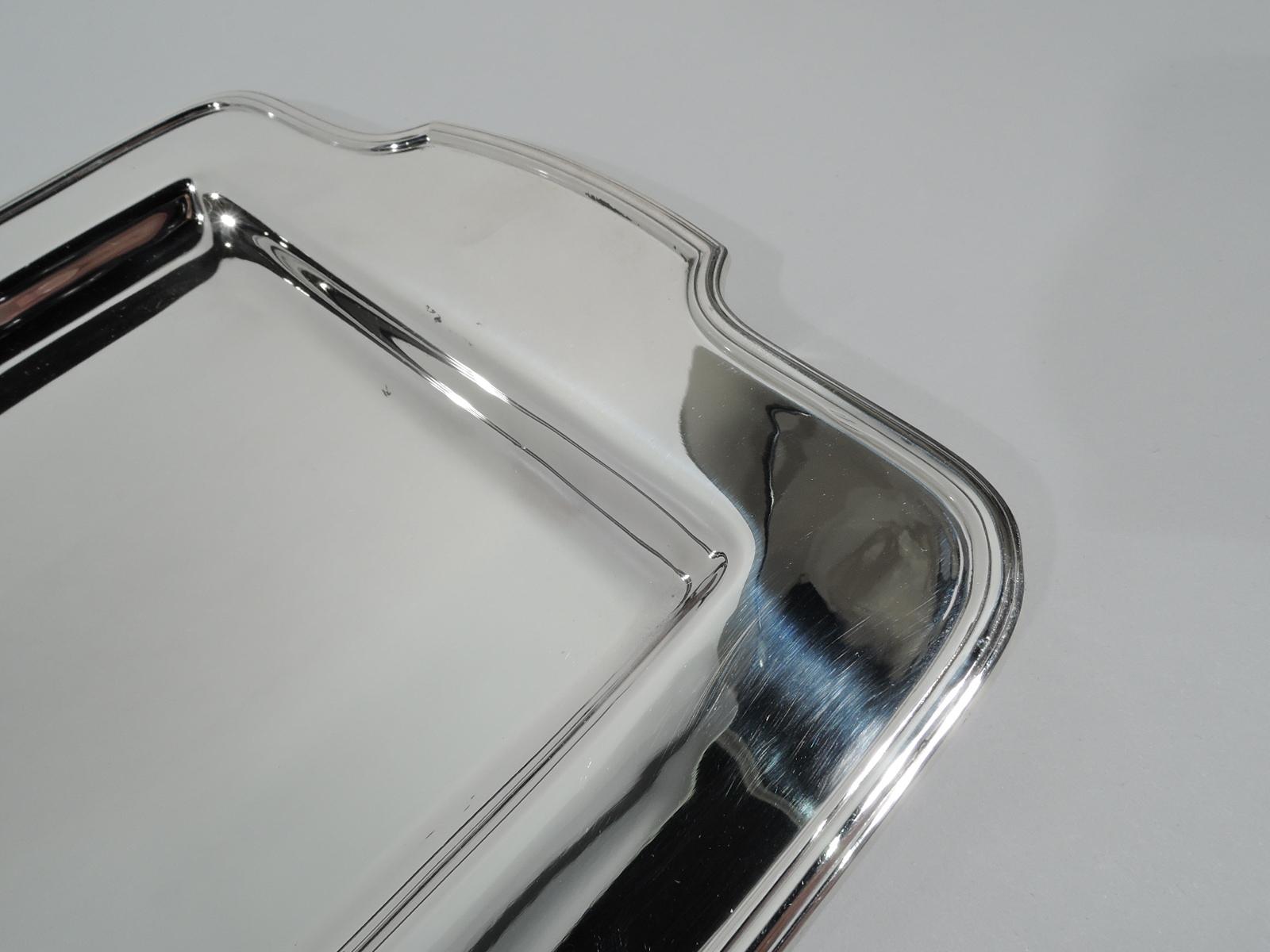 Antique Tiffany American Art Deco Sterling Silver Bar Tray In Excellent Condition In New York, NY