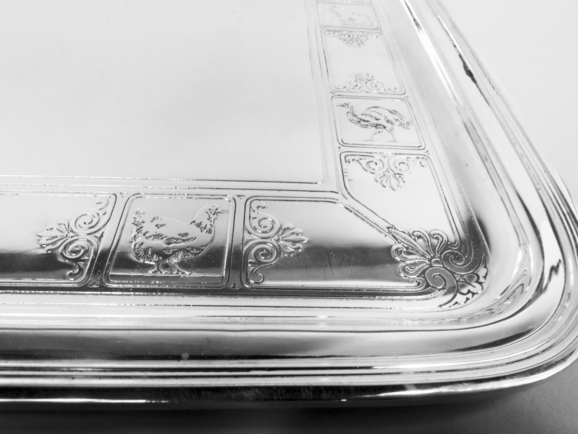 Bandeja antigua Tiffany American Art Decó de plata de ley para cuarto de niños siglo XX en venta