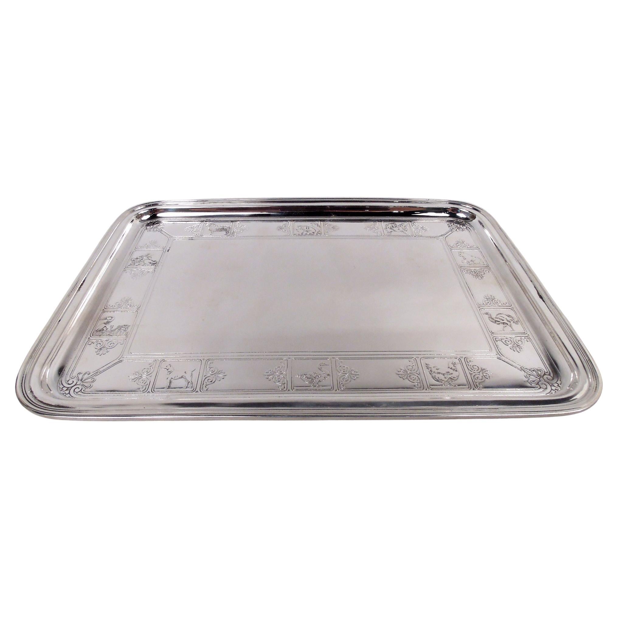 Bandeja antigua Tiffany American Art Decó de plata de ley para cuarto de niños en venta