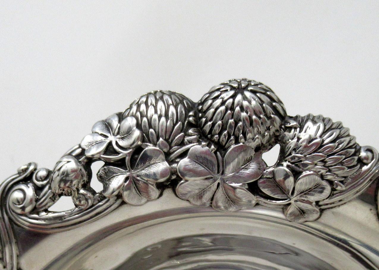 Antique Tiffany American Art Nouveau Sterling Silver Bowl Centerpiece Shamrock 2