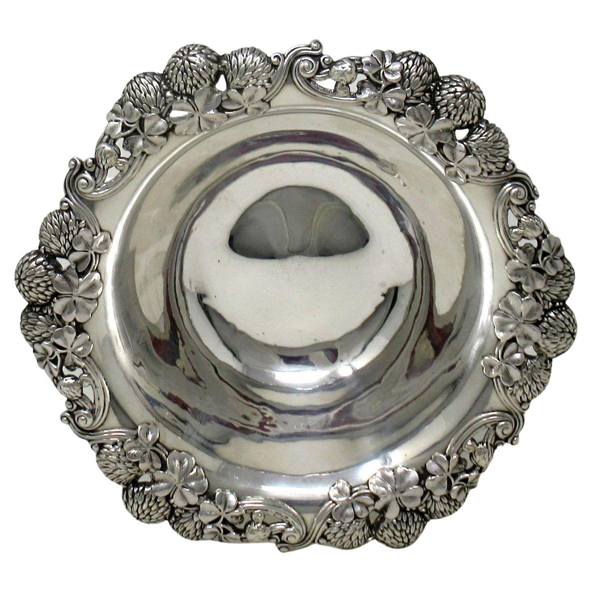 Antique Tiffany American Art Nouveau Sterling Silver Bowl Centerpiece Shamrock