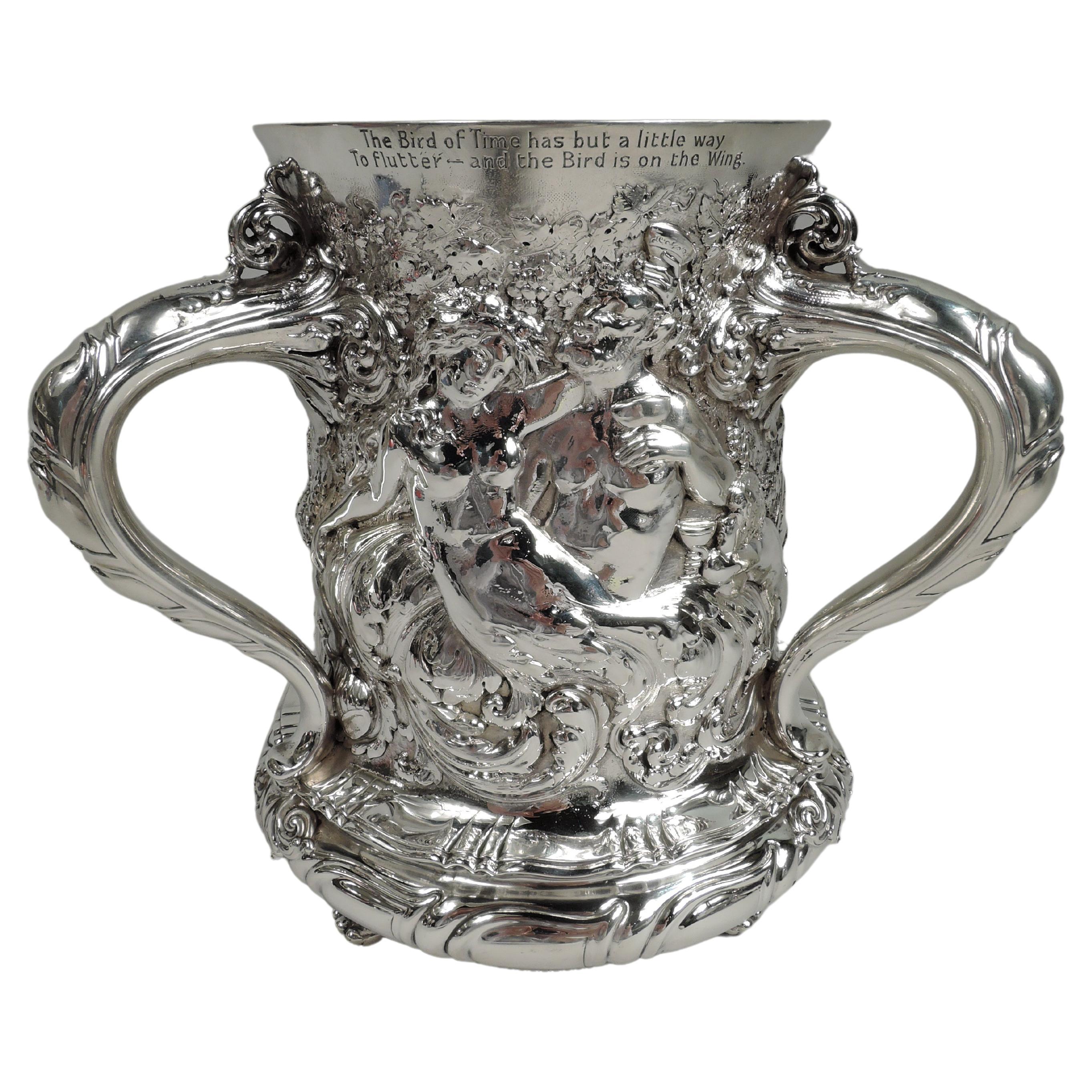 Tiffany coupe américaine classique ancienne en argent sterling de style Loving Cup