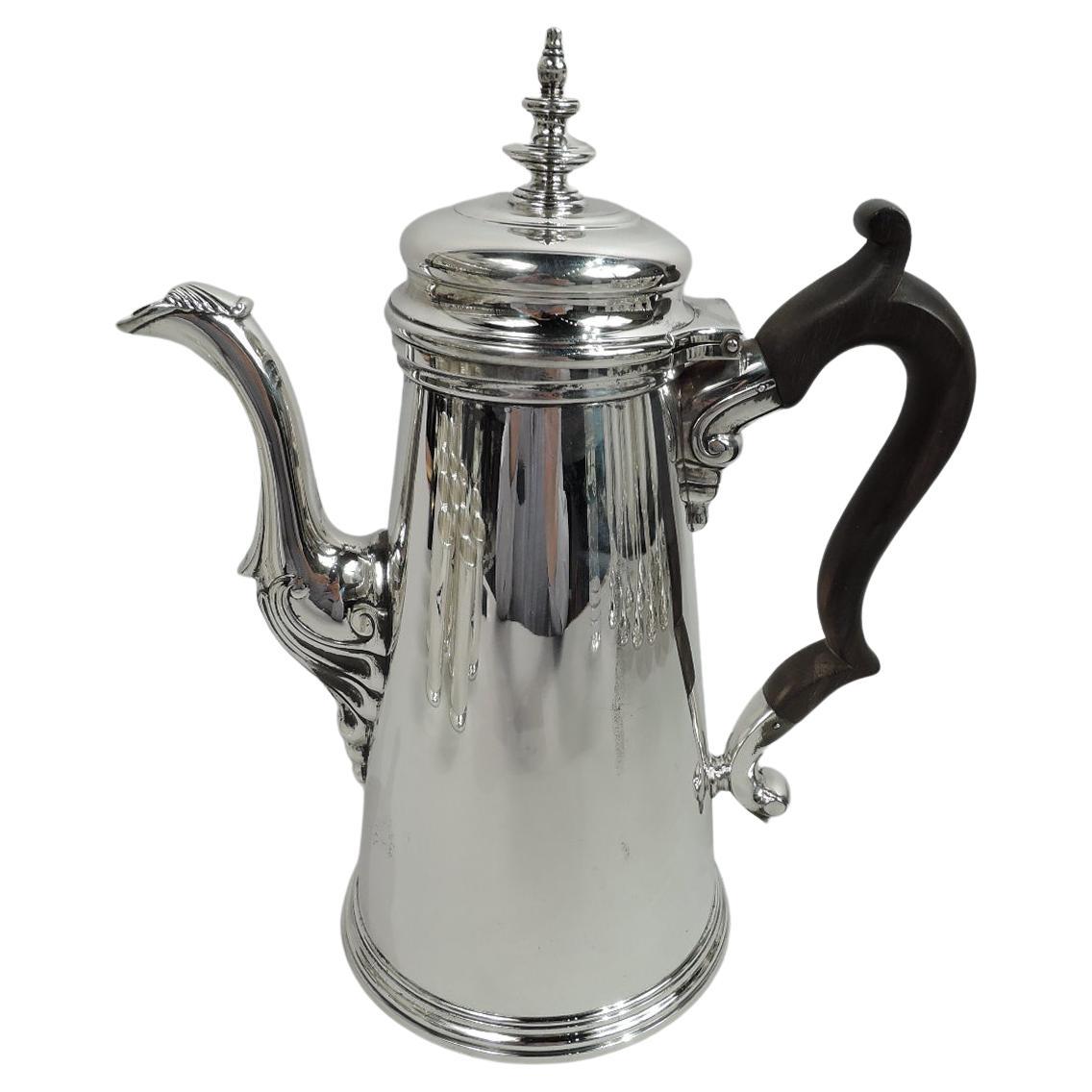 Antique Tiffany American Colonial Sterling Silver Coffeepot For Sale