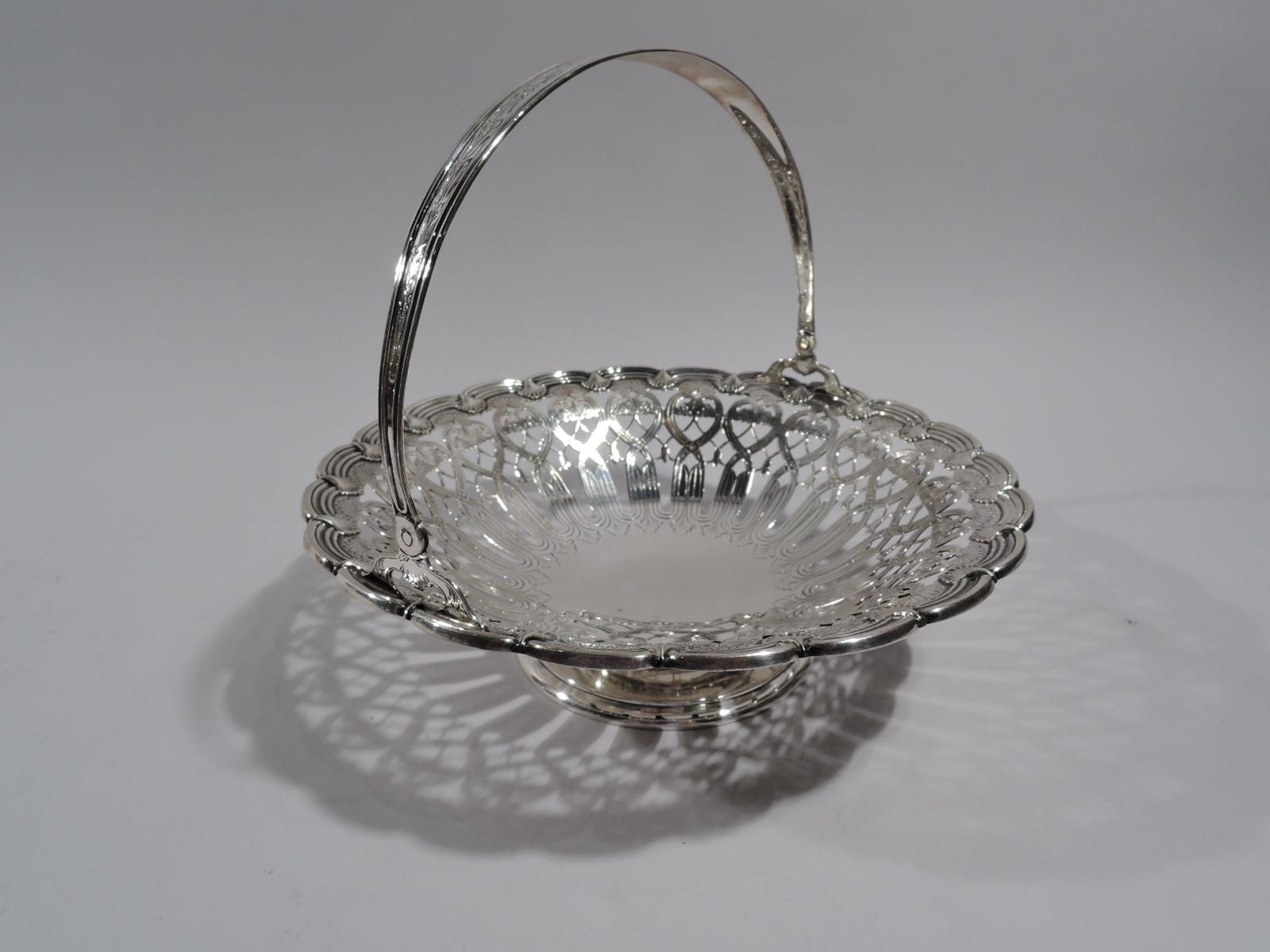 Antique Tiffany American Edwardian Art Nouveau Sterling Silver Basket In Excellent Condition For Sale In New York, NY