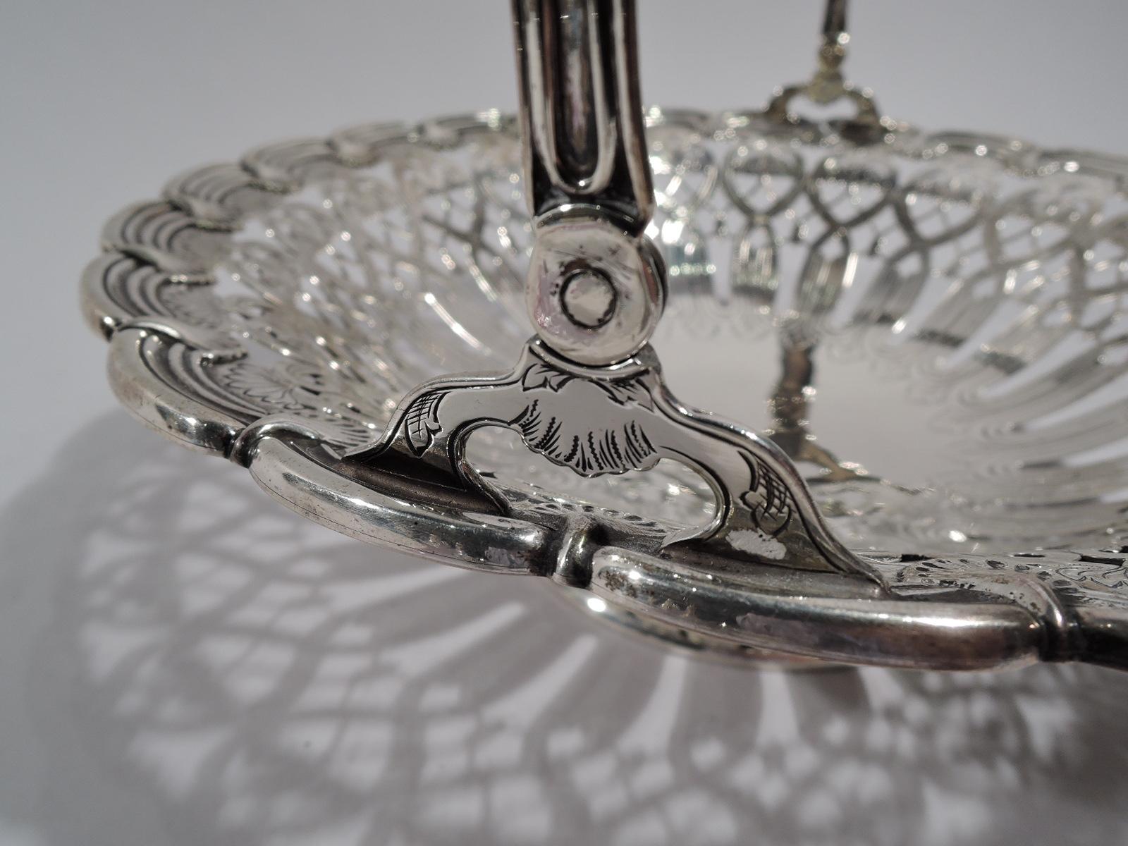 20th Century Antique Tiffany American Edwardian Art Nouveau Sterling Silver Basket For Sale