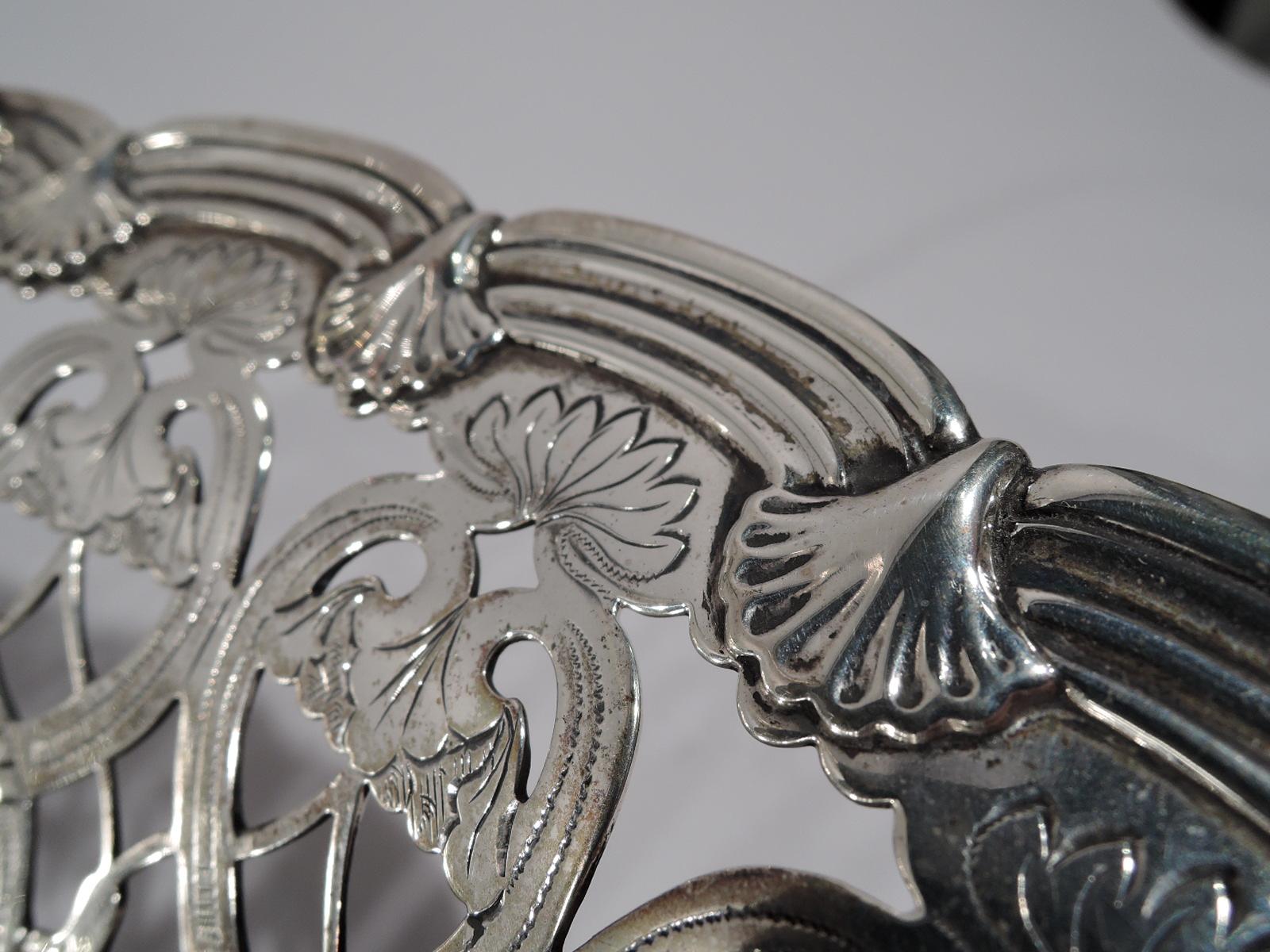 Antique Tiffany American Edwardian Art Nouveau Sterling Silver Basket For Sale 1