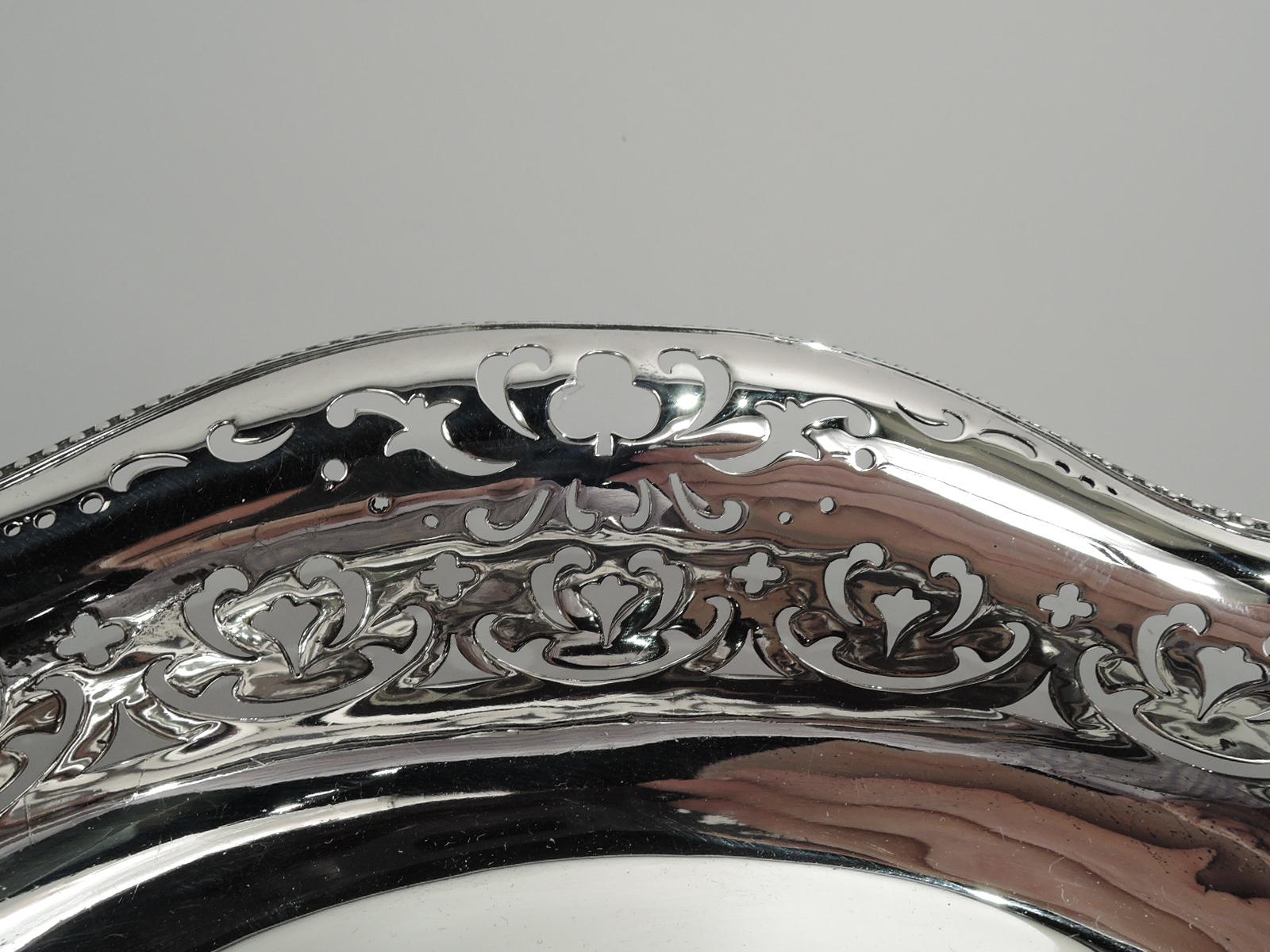Antique Tiffany & Co. American Edwardian Pierced Sterling Silver Bowl In Excellent Condition In New York, NY