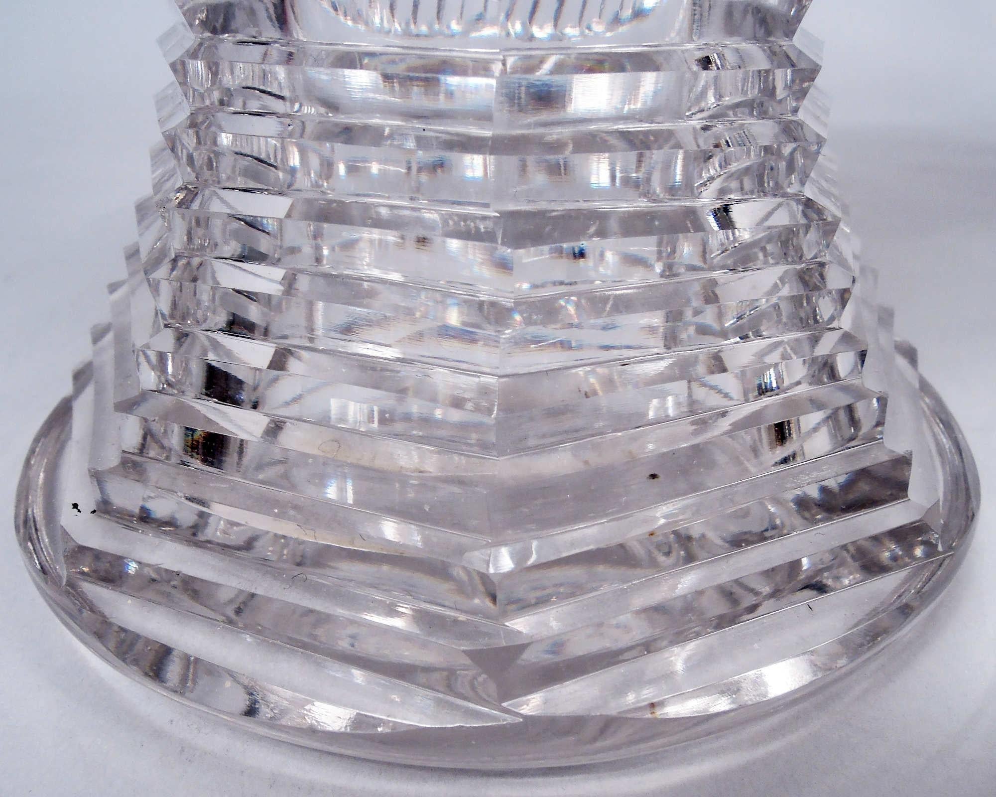 Antique Tiffany American Sterling Silver & Brilliant-Cut Glass Basket For Sale 5