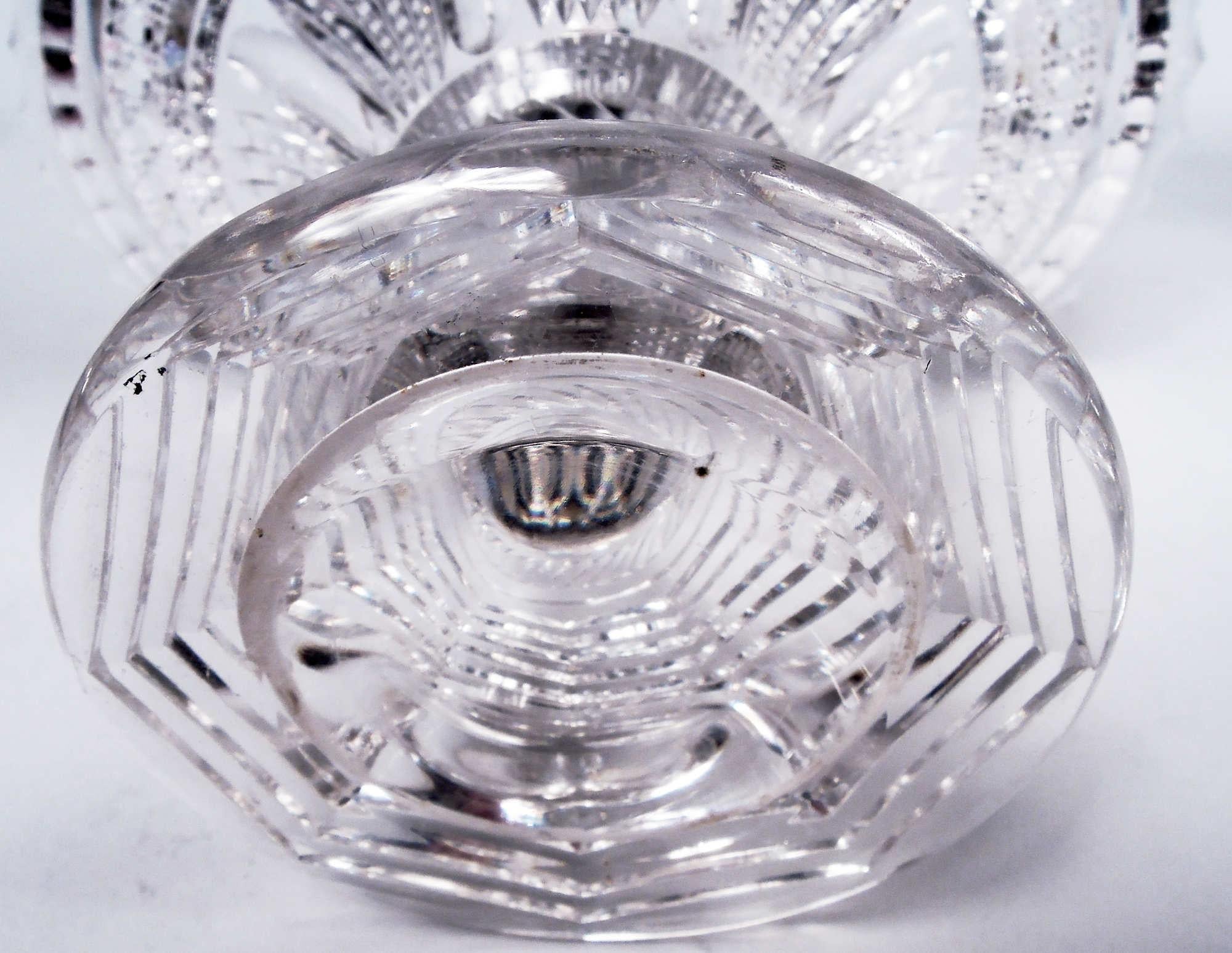 Antique Tiffany American Sterling Silver & Brilliant-Cut Glass Basket For Sale 6