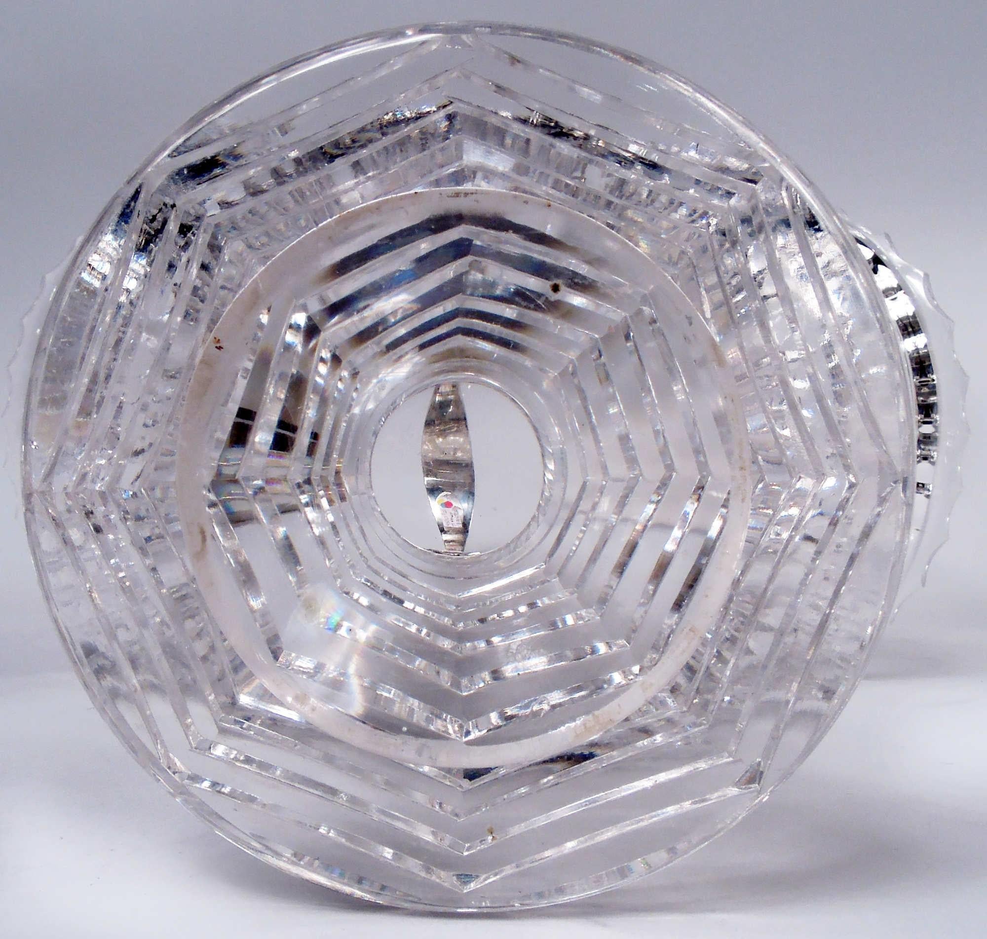 Antique Tiffany American Sterling Silver & Brilliant-Cut Glass Basket For Sale 7
