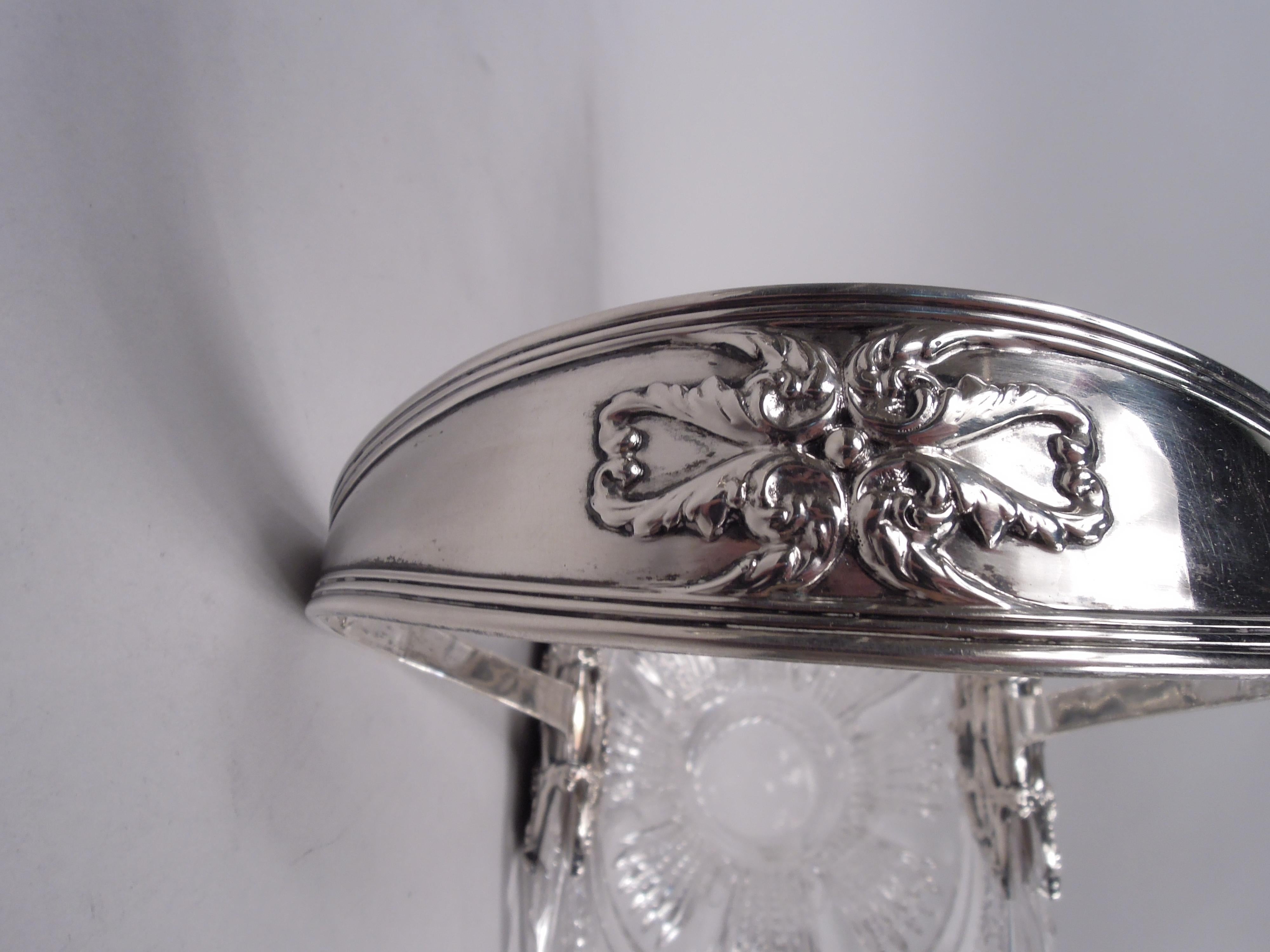 Antique Tiffany American Sterling Silver & Brilliant-Cut Glass Basket For Sale 1