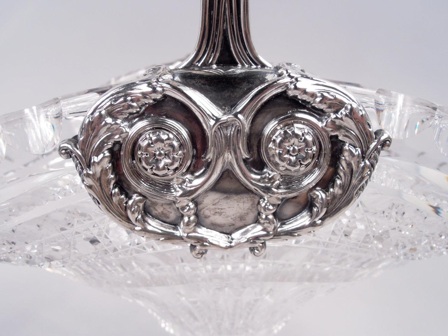 Antique Tiffany American Sterling Silver & Brilliant-Cut Glass Basket For Sale 2