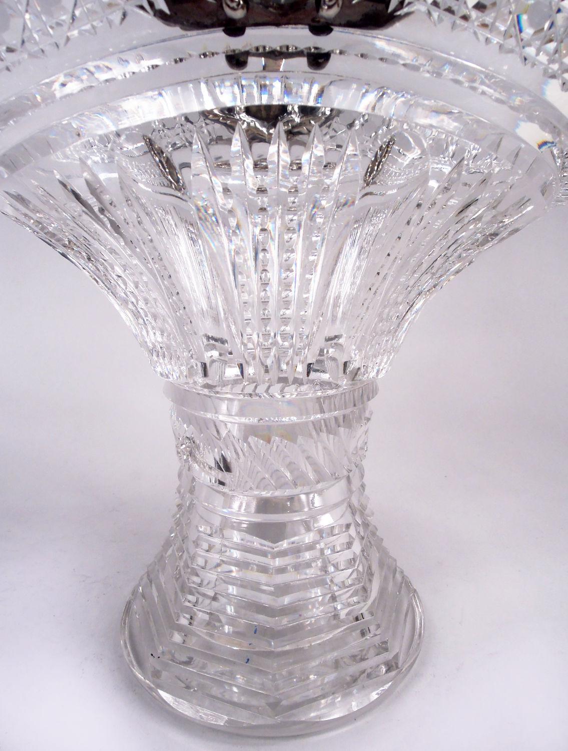 Antique Tiffany American Sterling Silver & Brilliant-Cut Glass Basket For Sale 4