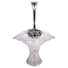 Antique Tiffany American Sterling Silver & Brilliant-Cut Glass Basket