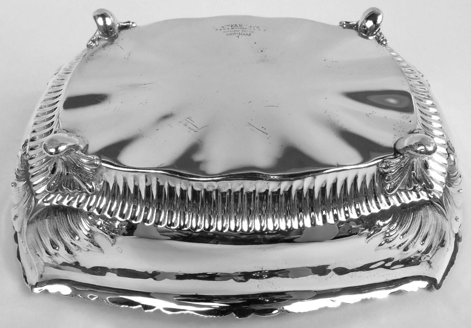 Antique Tiffany American Victorian Classical Sterling Silver Roll Tray For Sale 5