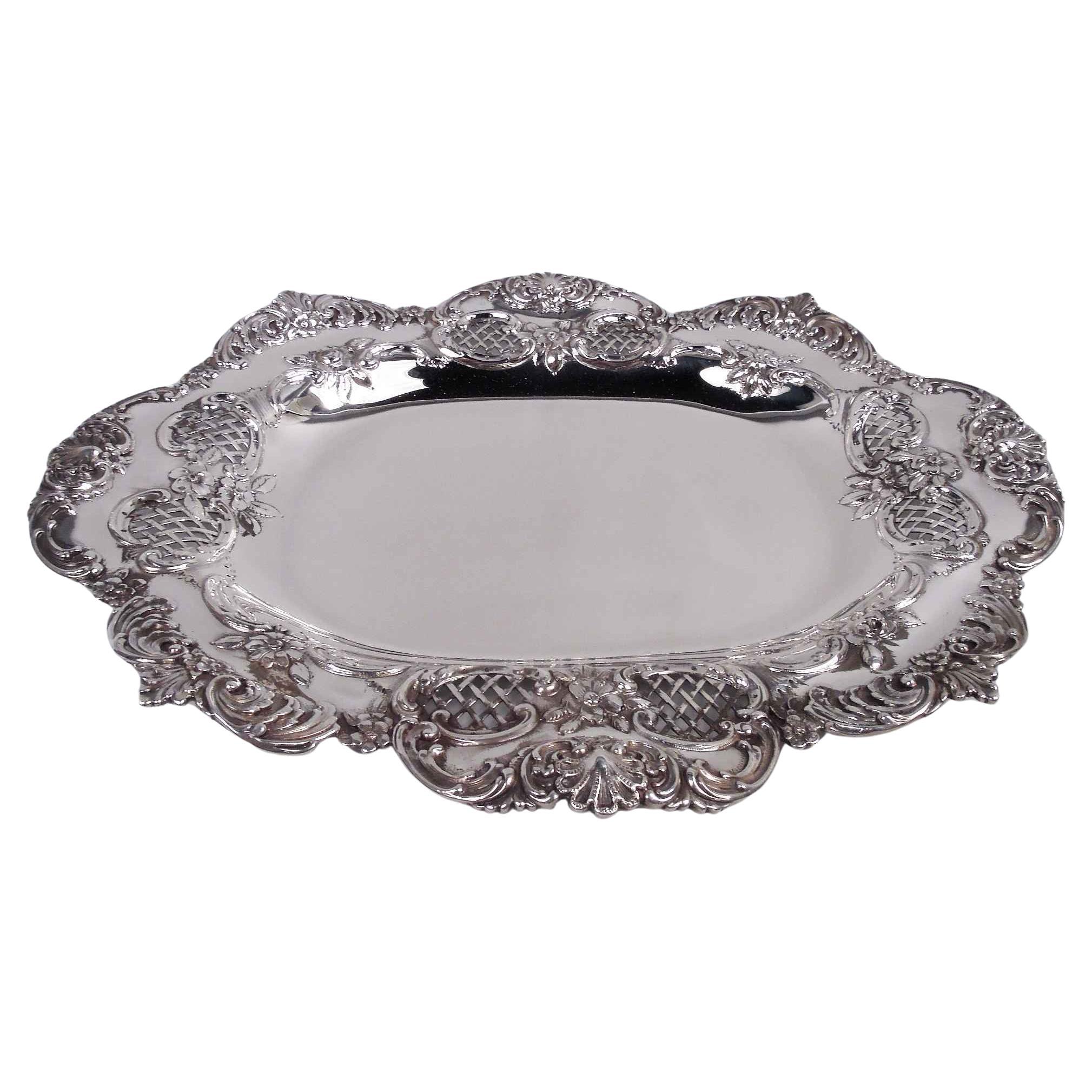 Antique Tiffany American Victorian Classical Sterling Silver Tray For Sale