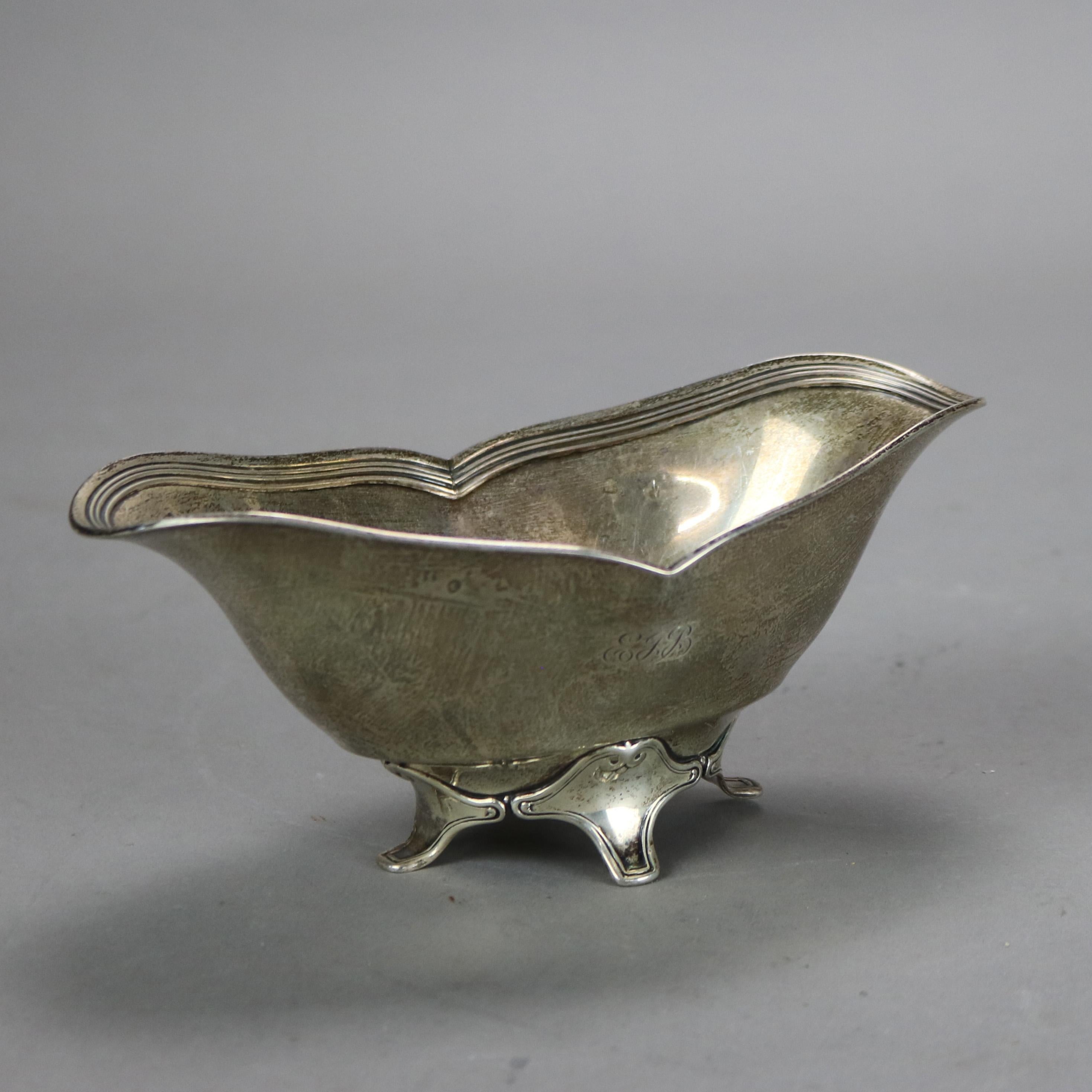 20th Century Antique Tiffany and Co. Sterling Silver Footed Gravy Boat 6.39 Troy Ounces C1900