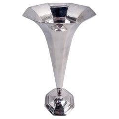 Antike Tiffany-Art-Déco-Trompetenvase aus Sterlingsilber, 12 Zoll