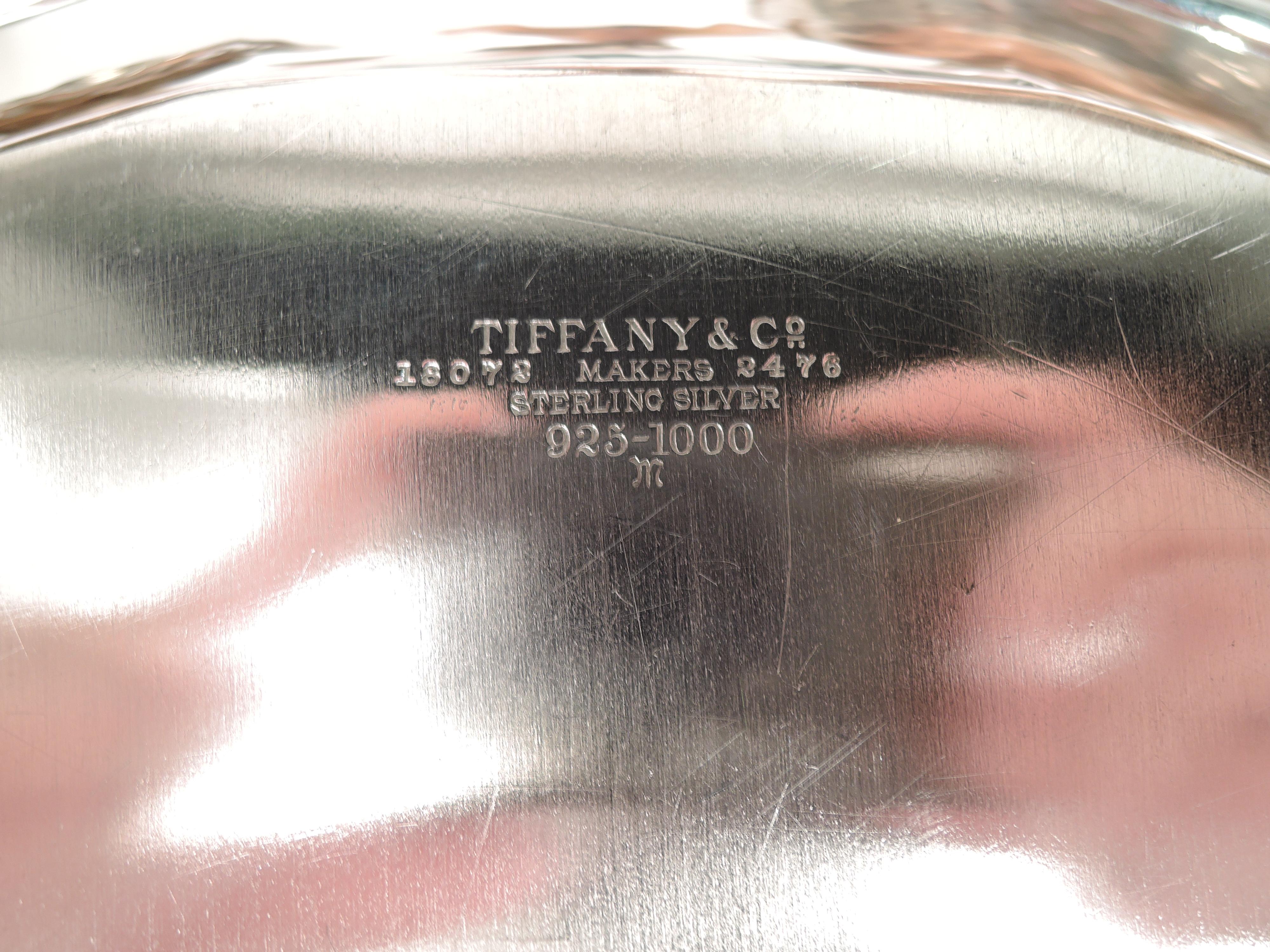 20th Century Antique Tiffany Art Deco Sterling Silver Tray For Sale