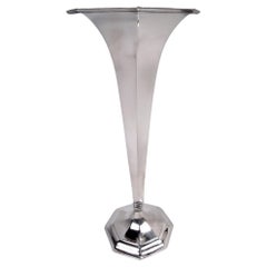 Antique Tiffany Art Deco Sterling Silver Trumpet Vase