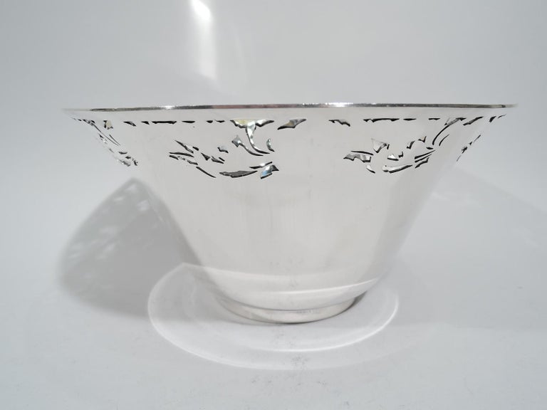 American Antique Tiffany Art Nouveau Sterling Silver Bowl with Gilt Flowers For Sale