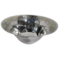Antique Tiffany Art Nouveau Sterling Silver Bowl with Gilt Flowers