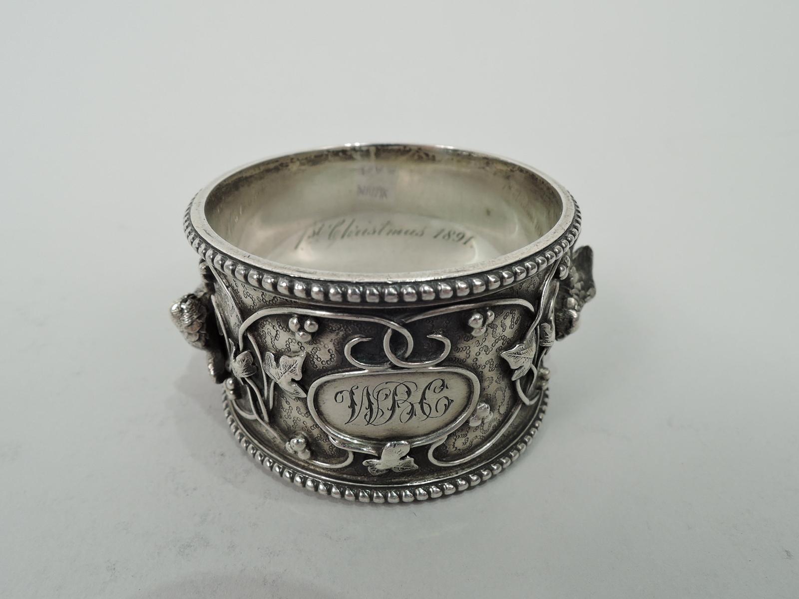 Victorian Antique Tiffany Bird’s Nest Sterling Silver Napkin Ring