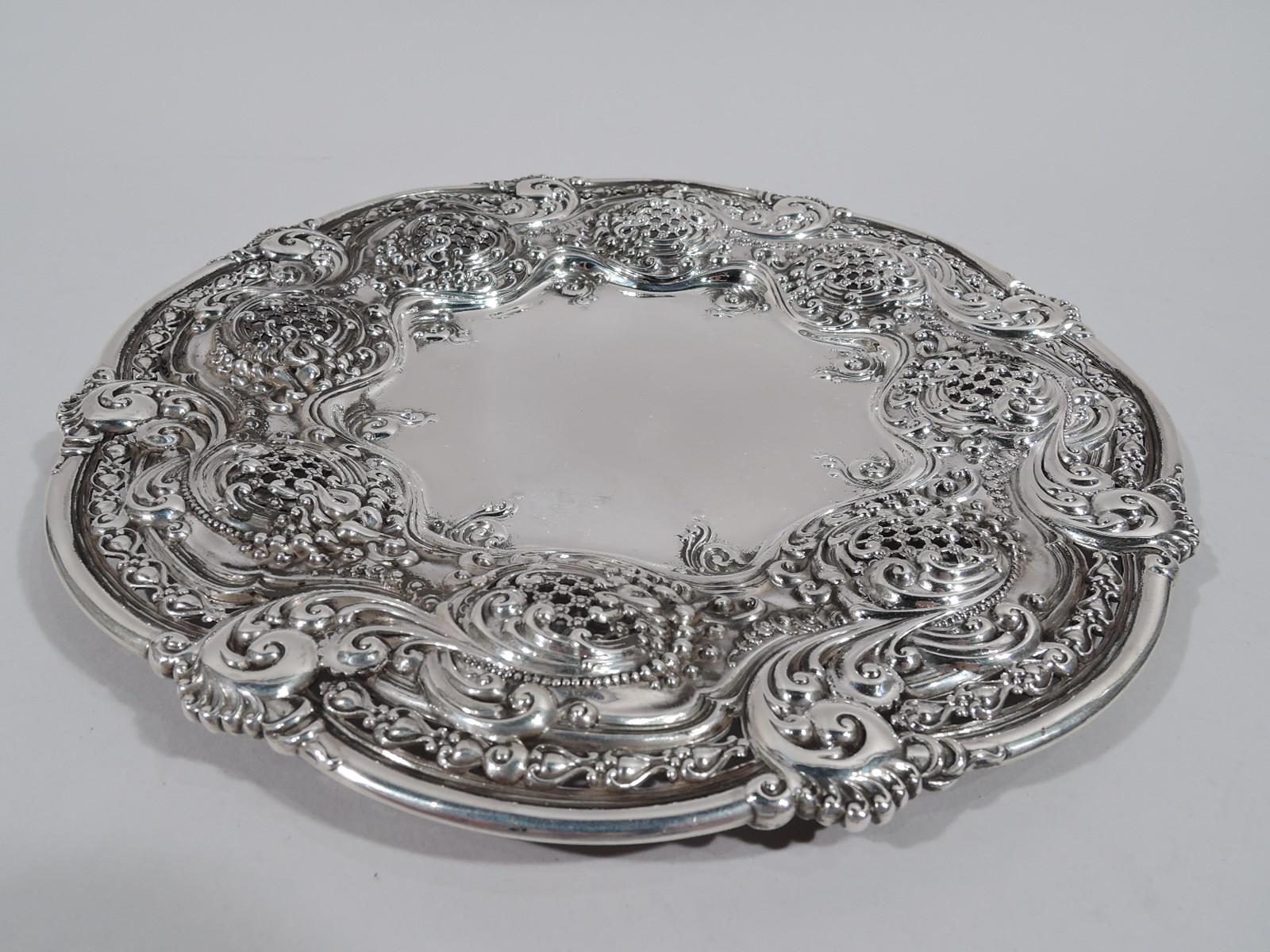 19th Century Antique Tiffany Bowl with Glass Liner on Plate from Chicago Columbian Exposition