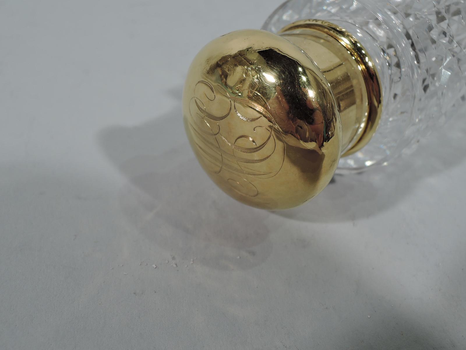 Victorian Antique Tiffany Brilliant-Cut Glass and 18 Karat Gold Perfume