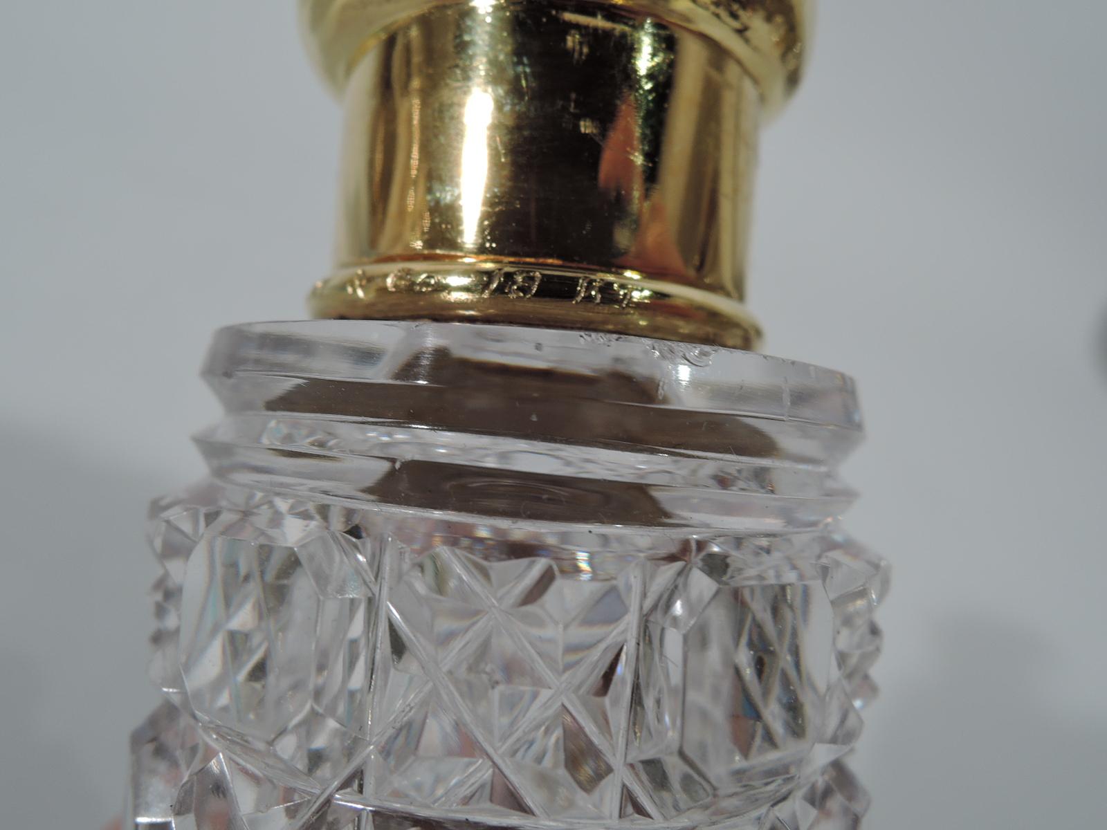 20th Century Antique Tiffany Brilliant-Cut Glass and 18 Karat Gold Perfume