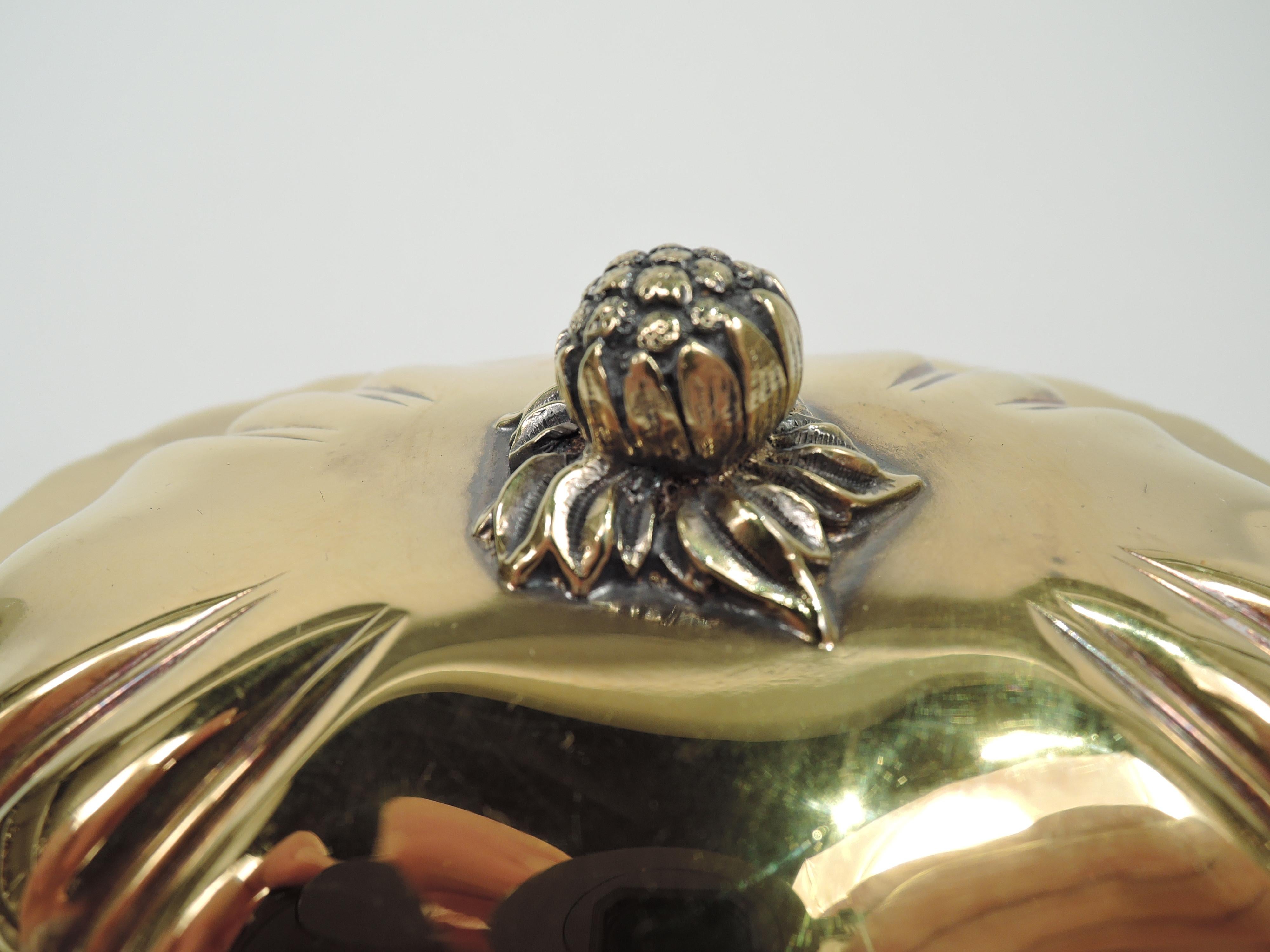 American Antique Tiffany  & Co. Chrysanthemum Silver Gilt Box For Sale