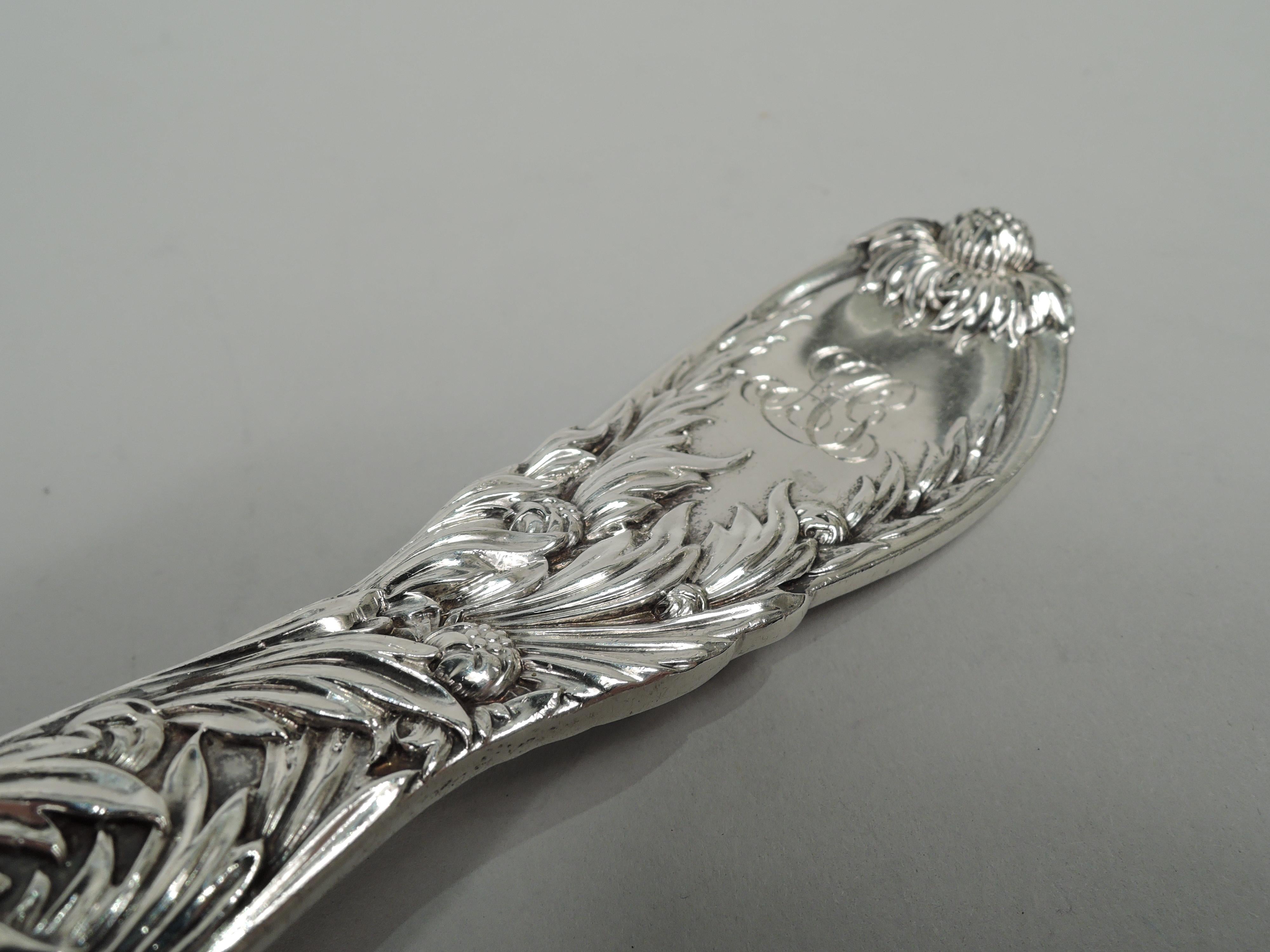 Japonisme Antique Tiffany Chrysanthemum Sterling Silver Oyster Ladle For Sale