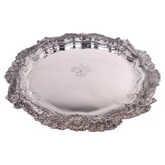 Antique Tiffany Chrysanthemum Sterling Silver Round Tray