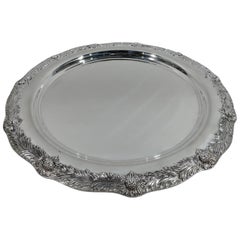 Antique Tiffany Chrysanthemum Sterling Silver Serving Tray