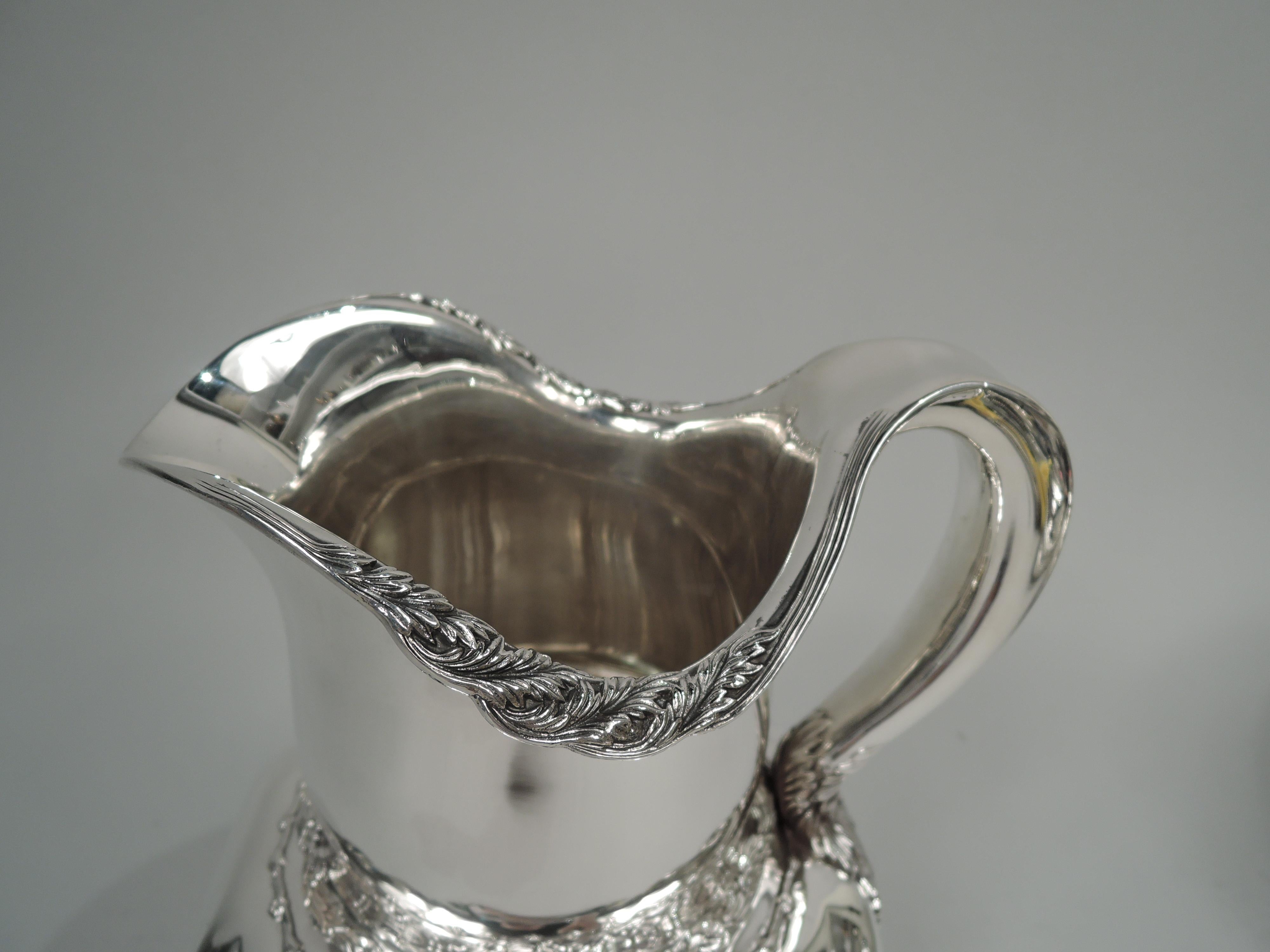 American Antique Tiffany Chrysanthemum Sterling Silver Water Pitcher