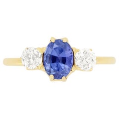 Antiguo anillo trilogía de zafiros y diamantes Tiffany & Co. de 1,20 ct, c.1900