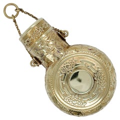 Antique Tiffany & Co 14 Karat Gold Chatelaine Pendant Perfume Bottle & Case