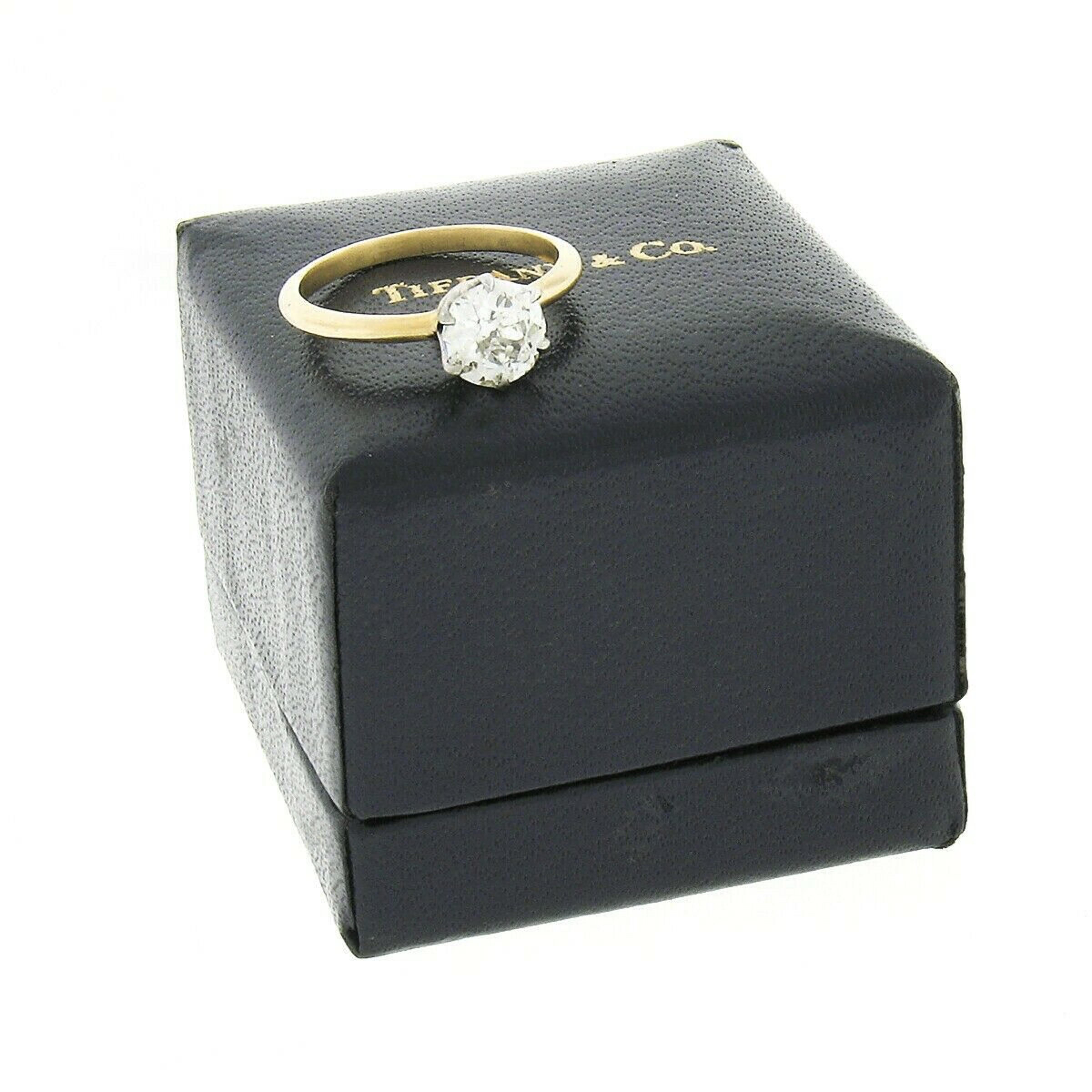 Antique Tiffany & Co. 18k Gold & Platinum 1ctw European Diamond Engagement Ring 3