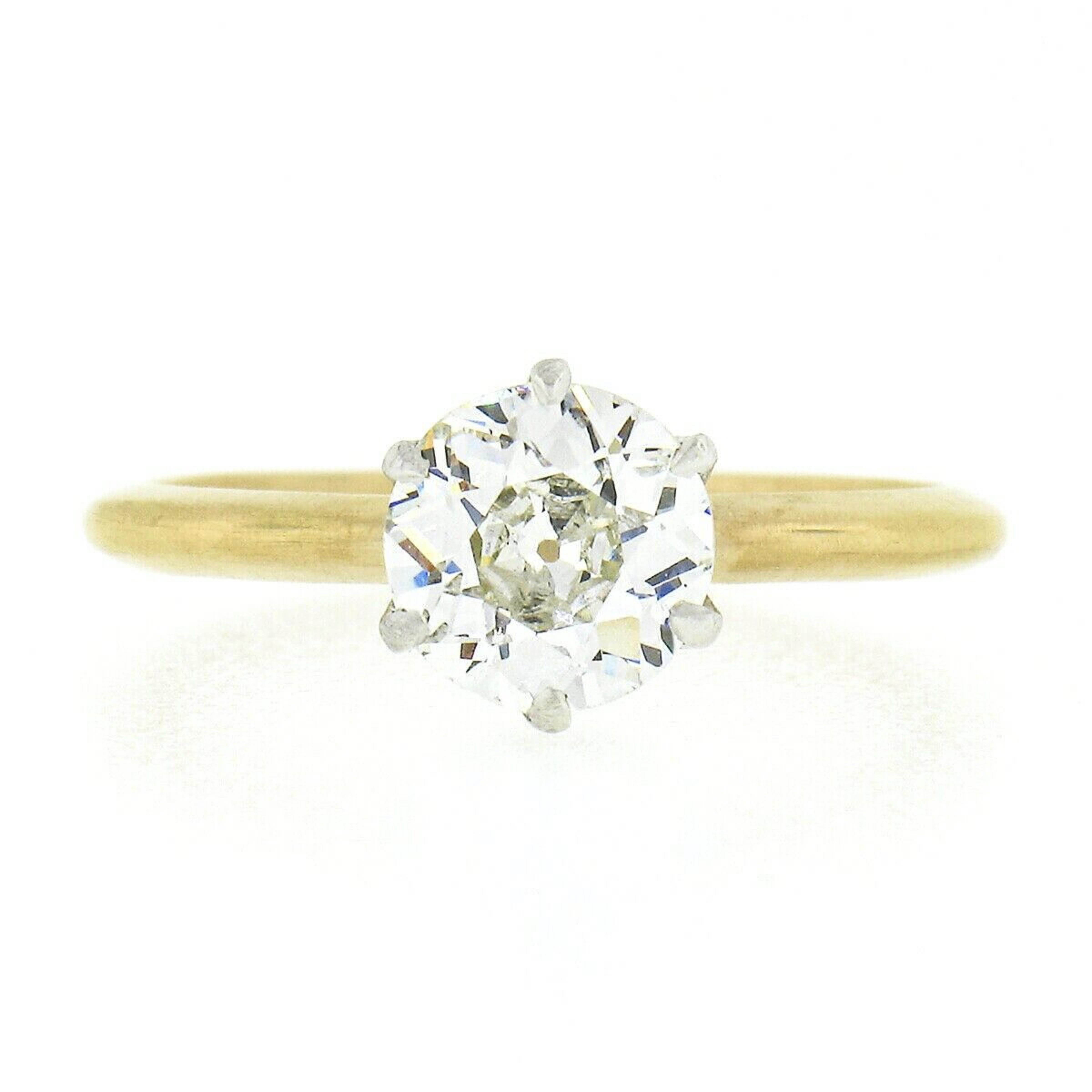 Art Nouveau Antique Tiffany & Co. 18k Gold & Platinum 1ctw European Diamond Engagement Ring