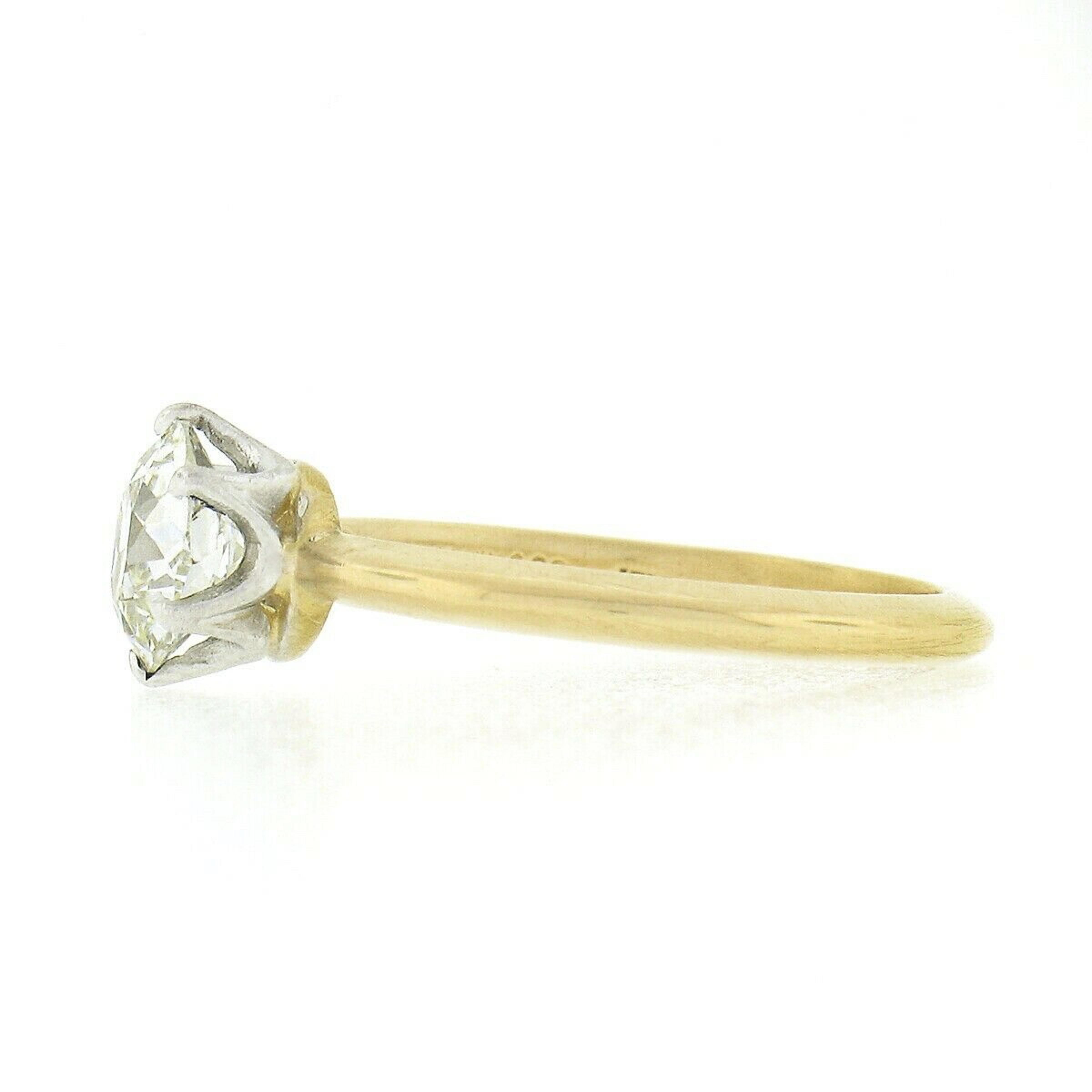 Antique Tiffany & Co. 18k Gold & Platinum 1ctw European Diamond Engagement Ring In Good Condition In Montclair, NJ