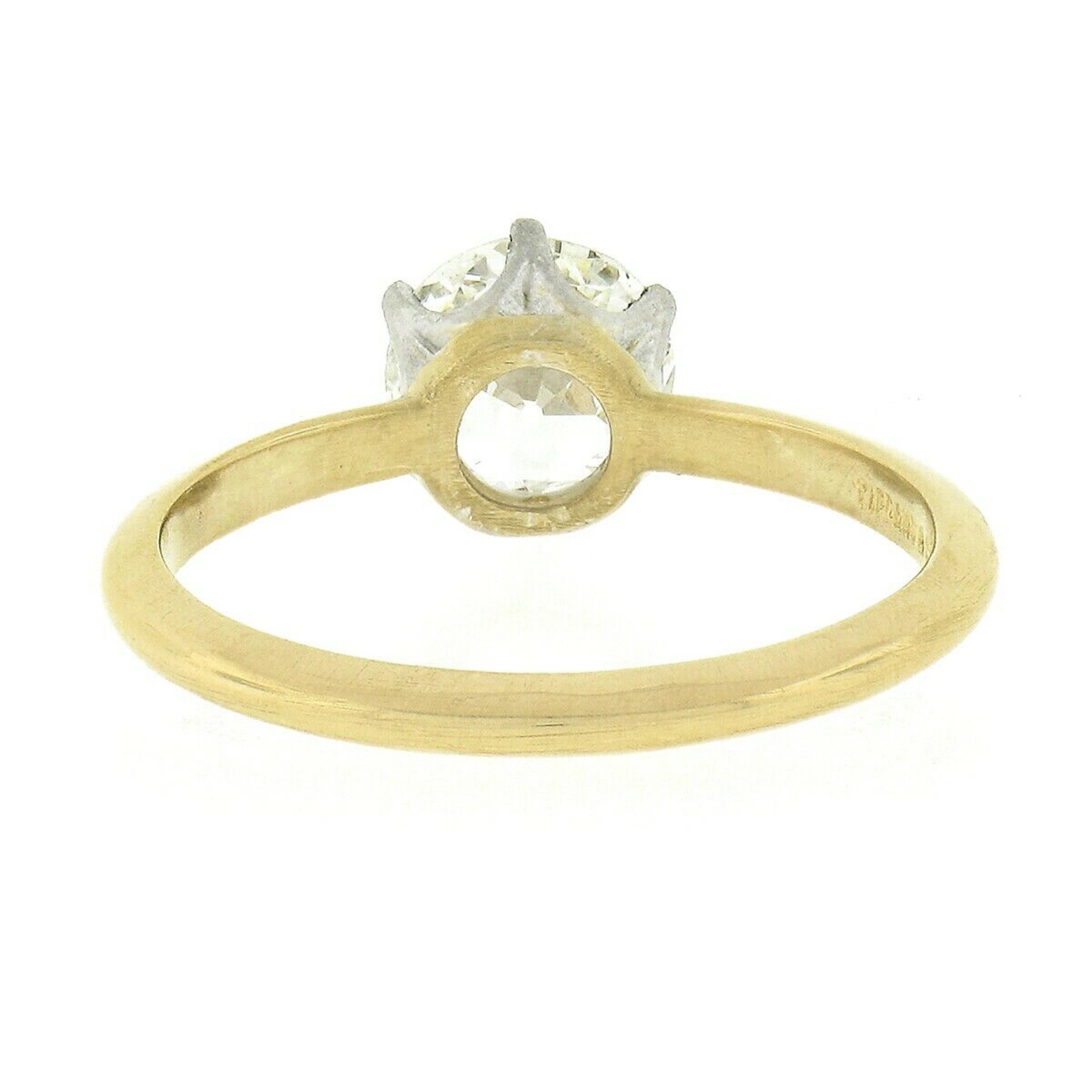 Women's Antique Tiffany & Co. 18k Gold & Platinum 1ctw European Diamond Engagement Ring