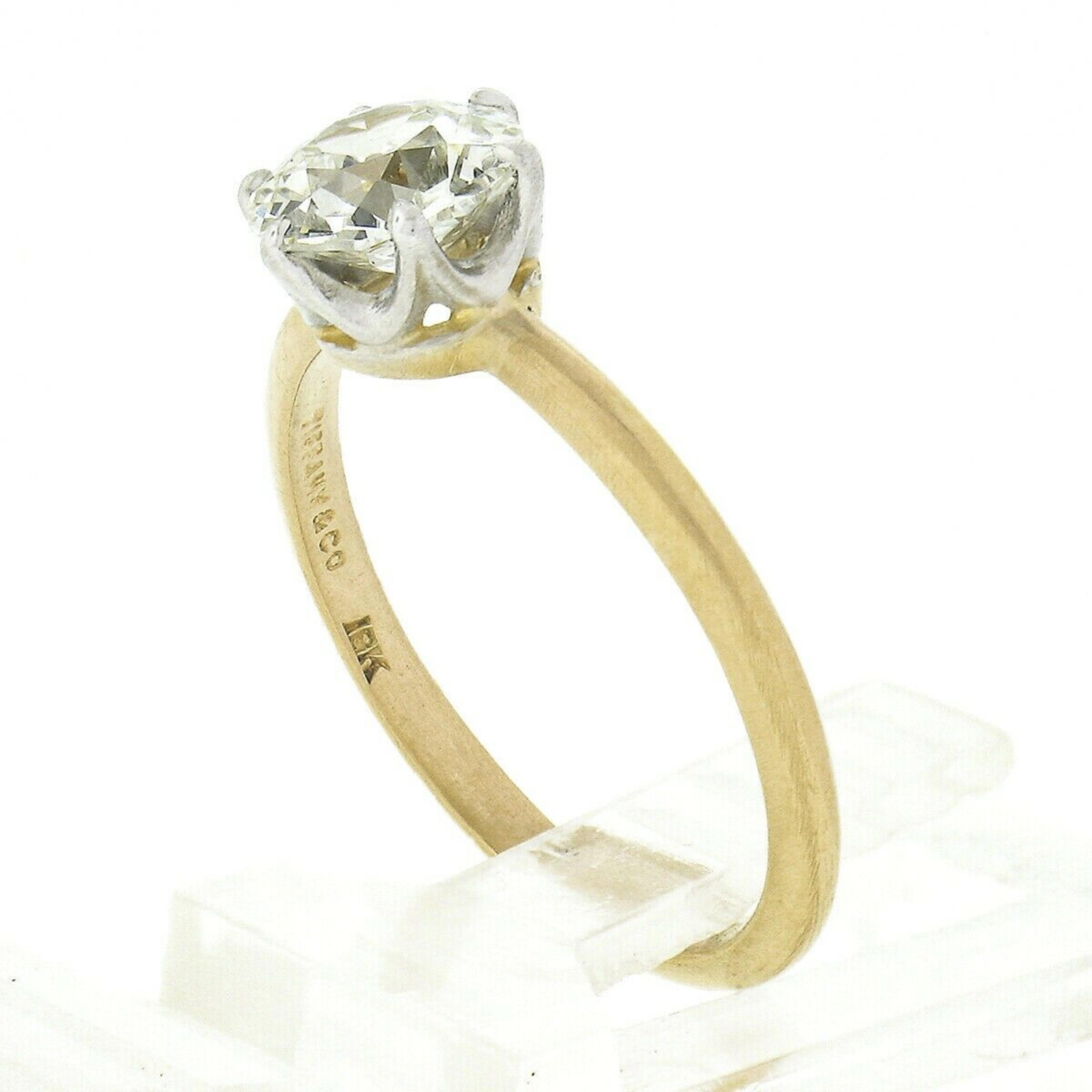 Antique Tiffany & Co. 18k Gold & Platinum 1ctw European Diamond Engagement Ring 2