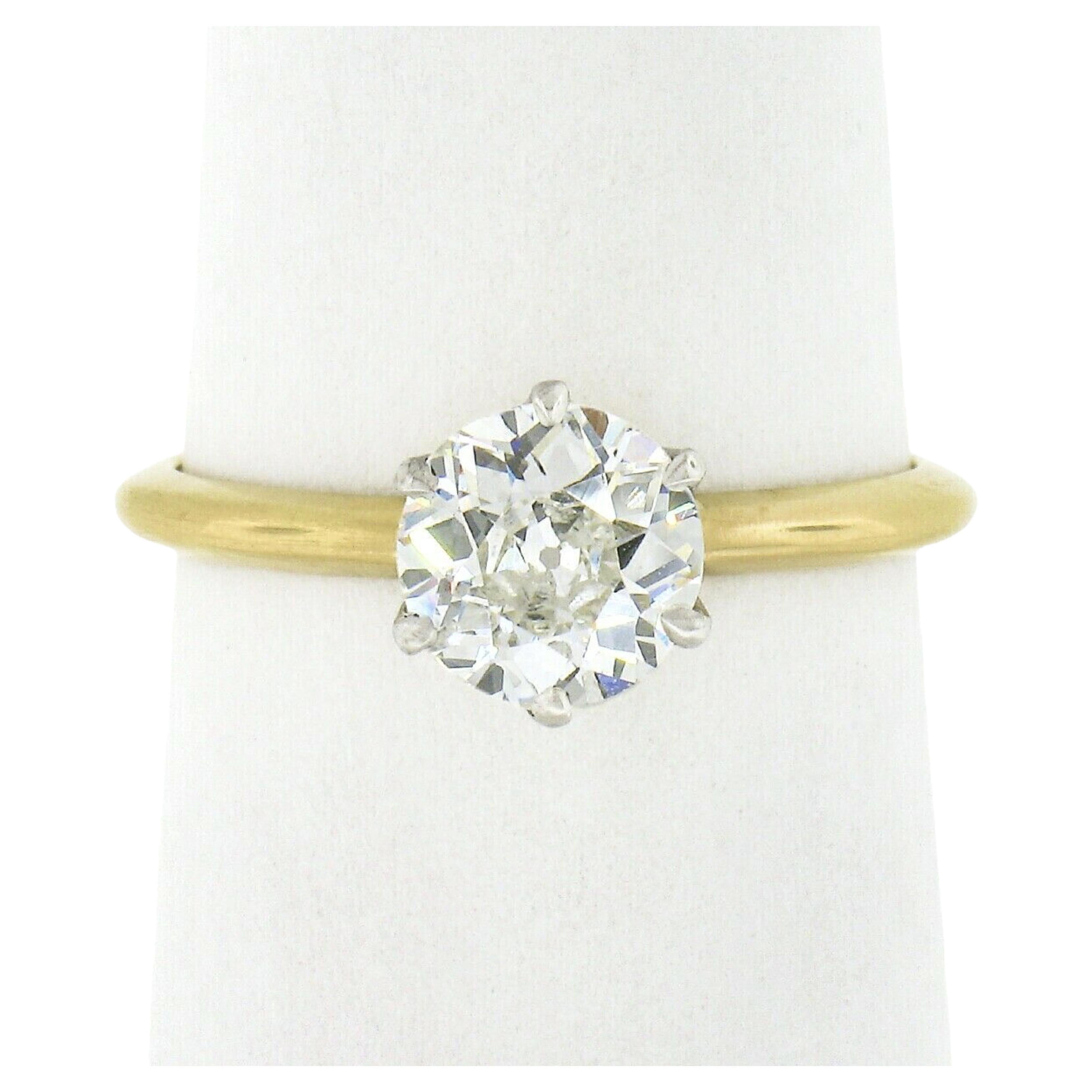 Antique Tiffany & Co. 18k Gold & Platinum 1ctw European Diamond Engagement Ring