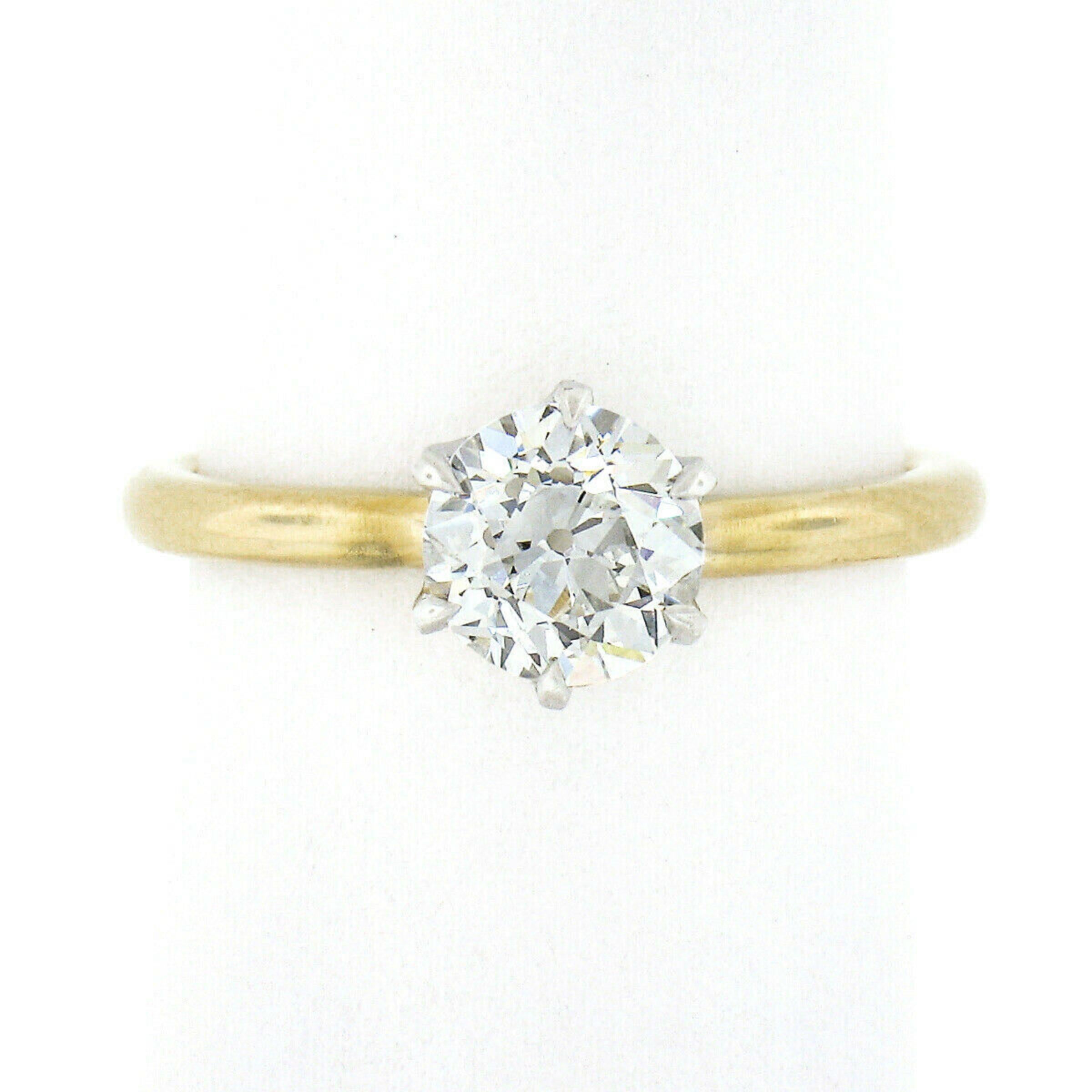 Edwardian Antique Tiffany & Co. 18k Gold Platinum GIA Old European Diamond Engagement Ring