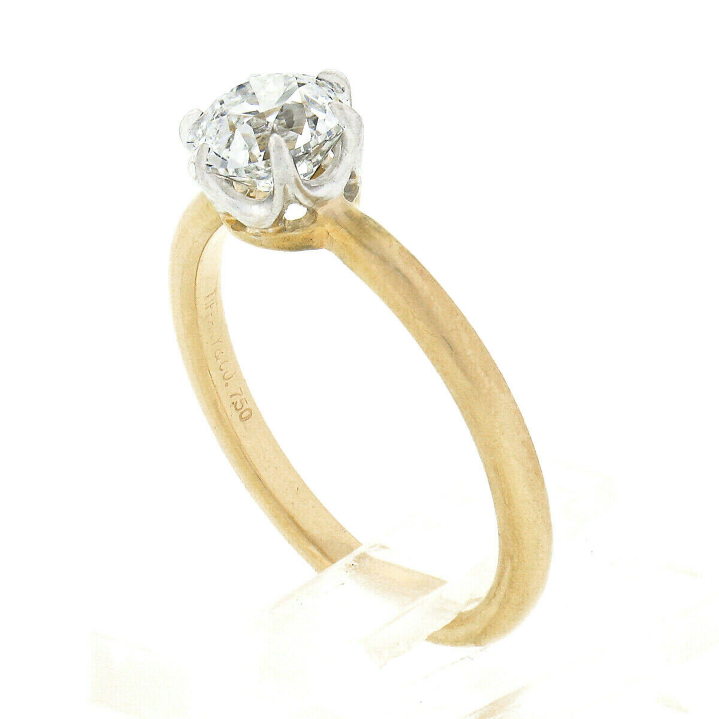 Old European Cut Antique Tiffany & Co. 18k Gold Platinum GIA Old European Diamond Engagement Ring