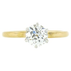 Antike Tiffany & Co. 18k Gold Platin GIA Alte Europäische Diamant Verlobungsring